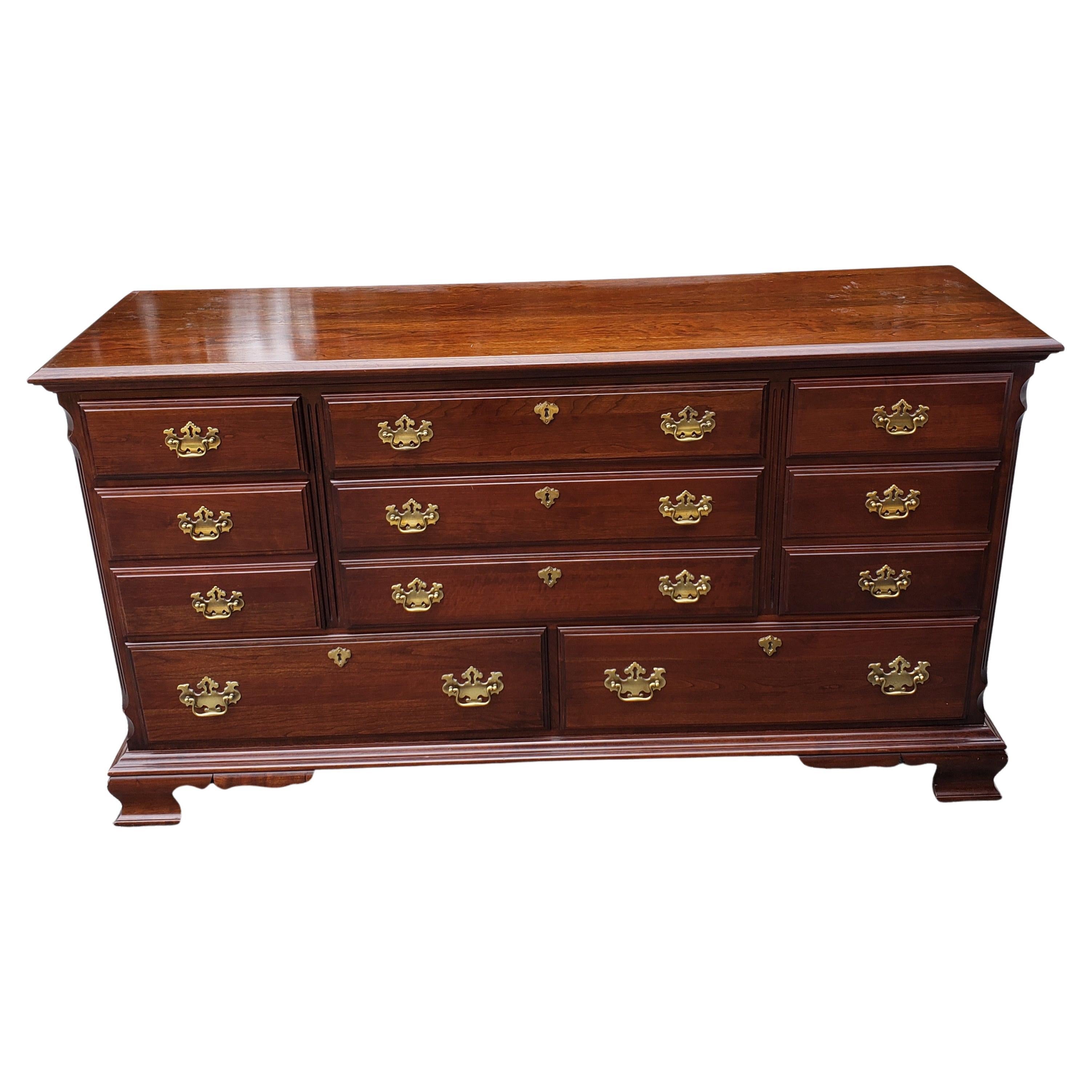 Pennsylvania House Chippendale cherry dresser with mirror in very good vintage condition.
All dovetail drawers close and open very smoothly. Measures 62.5