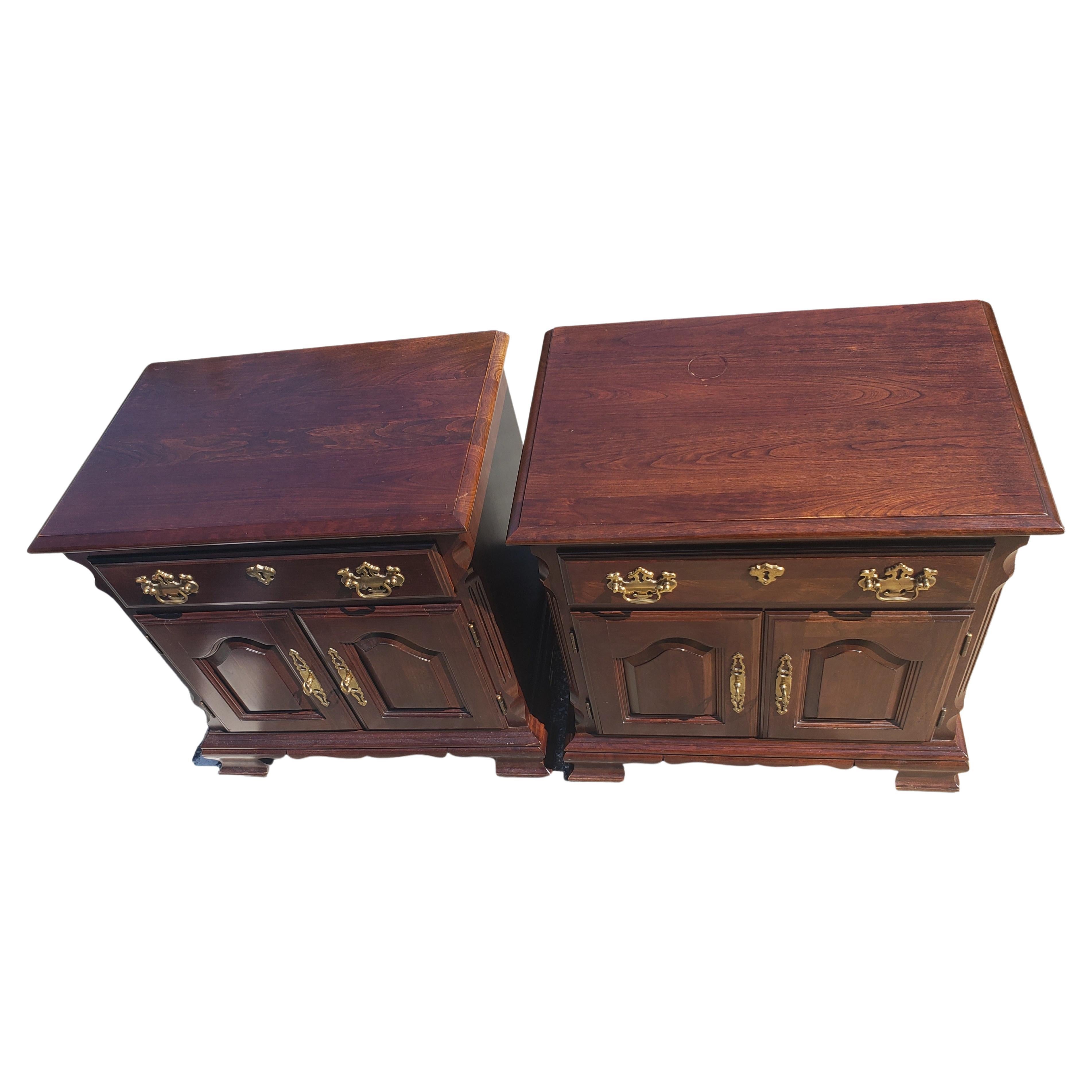 Pennsylvania House Chippendale Solid Cherry Nightstands, a Pair 1