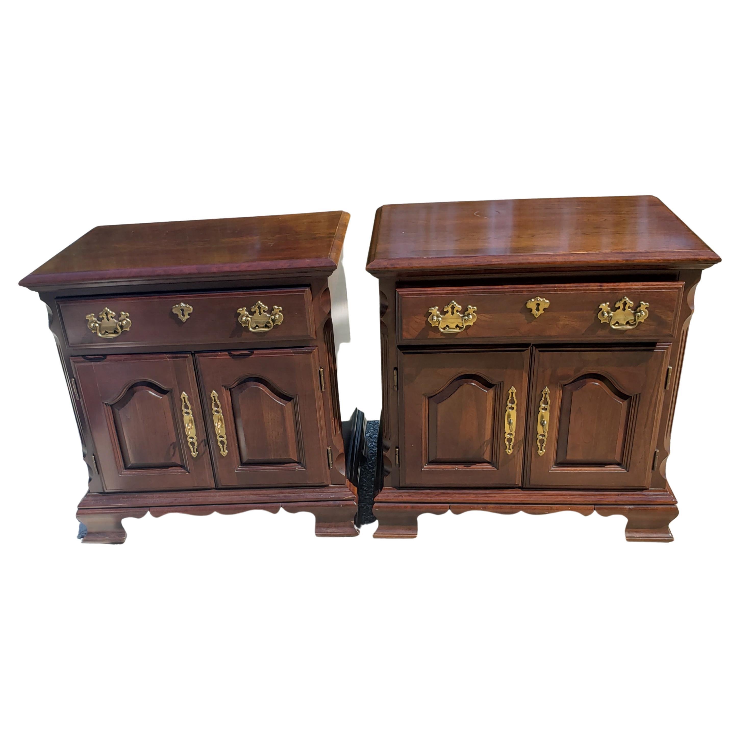 Pennsylvania House Chippendale Solid Cherry Nightstands, a Pair 2