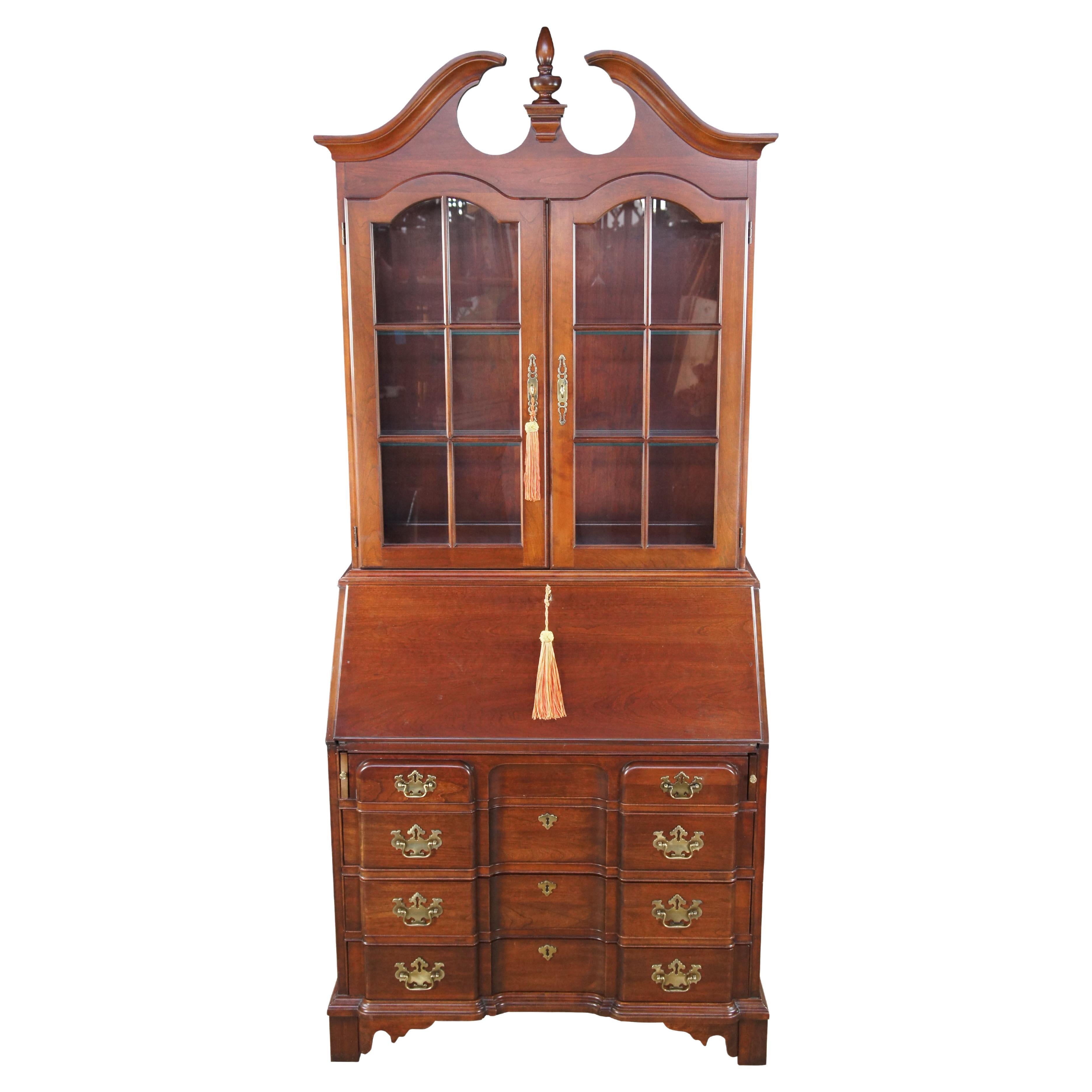 Pennsylvania House English Chippendale Cherry Secretary Writing Desk Bookcase
