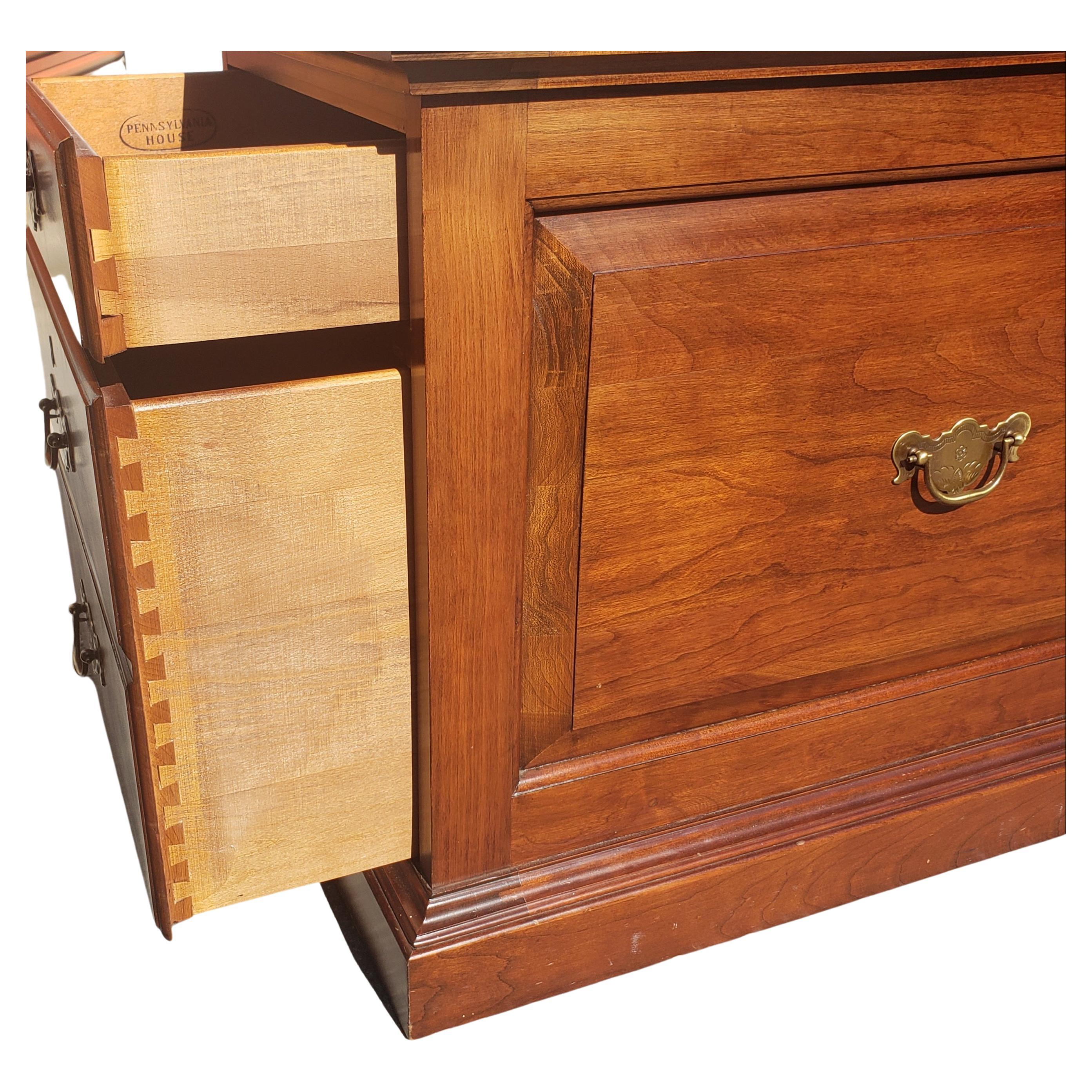 Pennsylvania House Executive Chippendale Solid Cherry Filing Cabinet, Pair 1970s For Sale 2