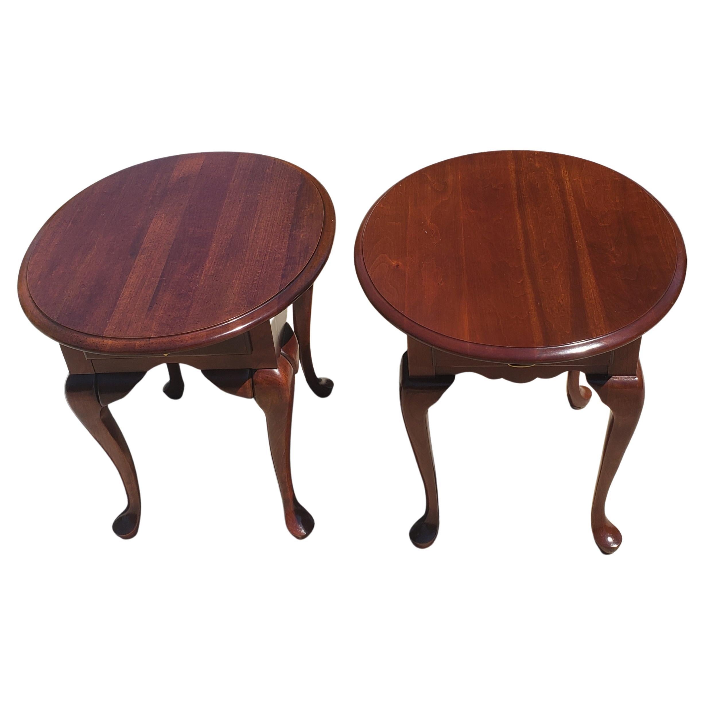 Pennsylvania House Queen Anne Oval Solid Cherry Side Tables For Sale at