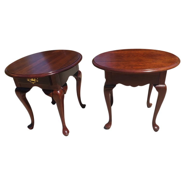 Pennsylvania House Queen Anne Oval Solid Cherry Side Tables For Sale at