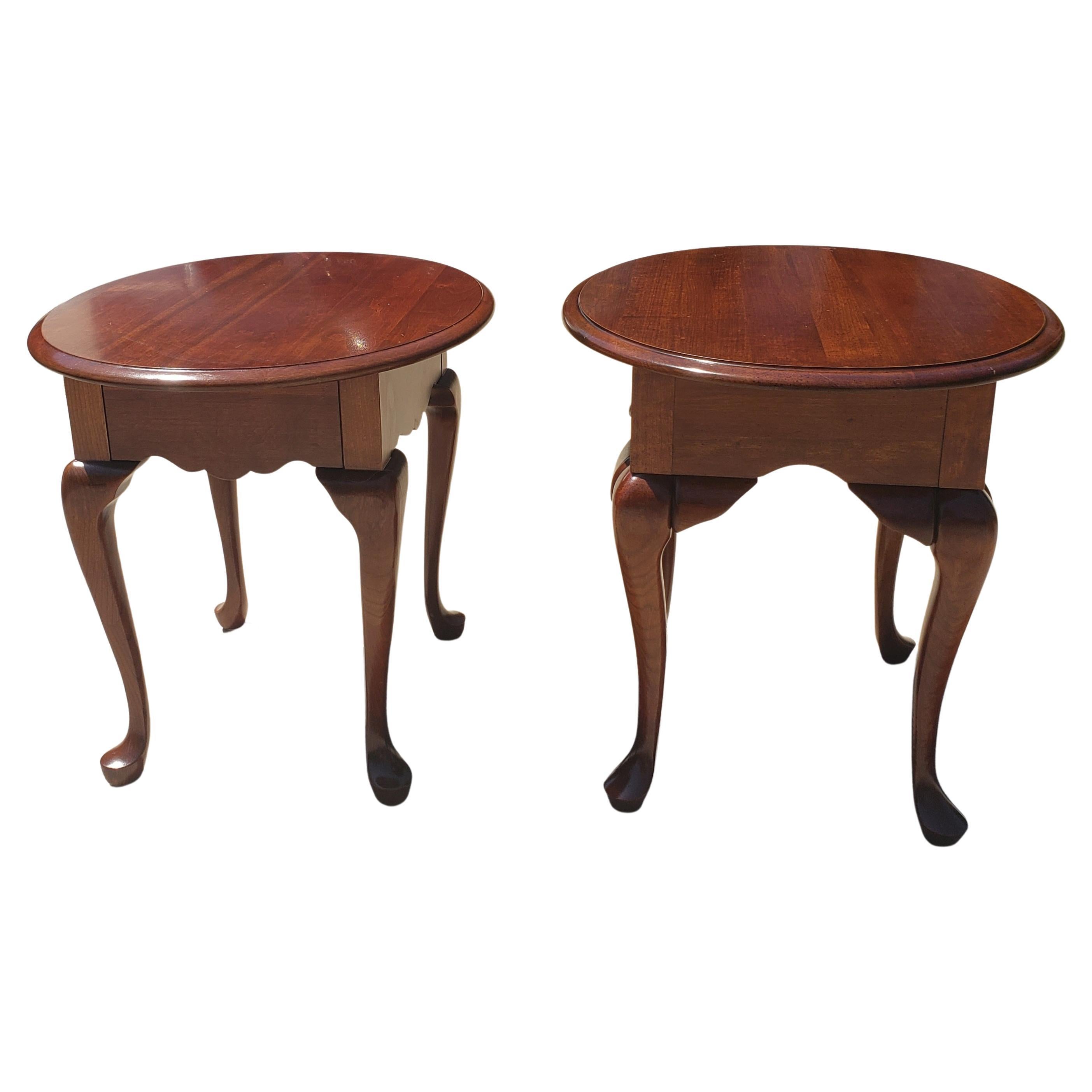 Pennsylvania House Queen Anne Oval Solid Cherry Side Tables For Sale at