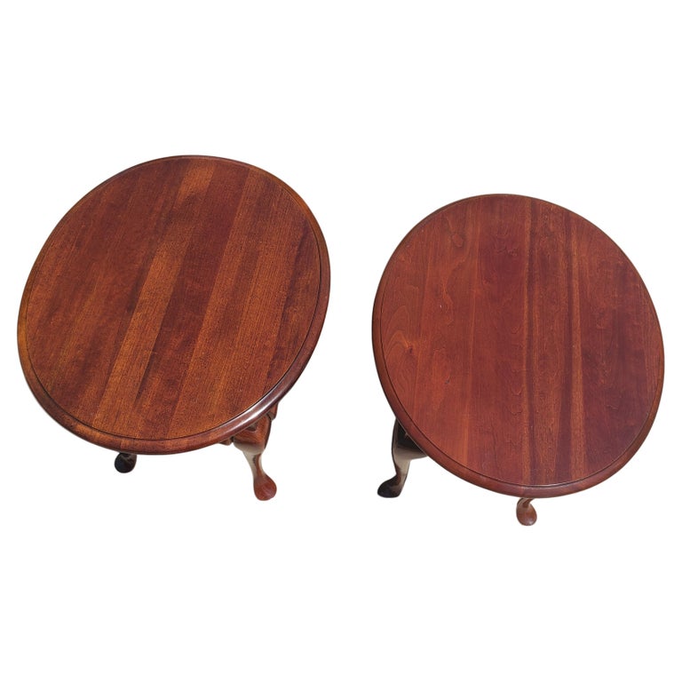 Pennsylvania House Queen Anne Oval Solid Cherry Side Tables For Sale at