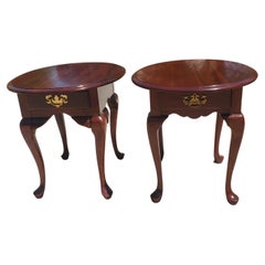 Vintage Pennsylvania House Queen Anne Oval Solid Cherry Side Tables