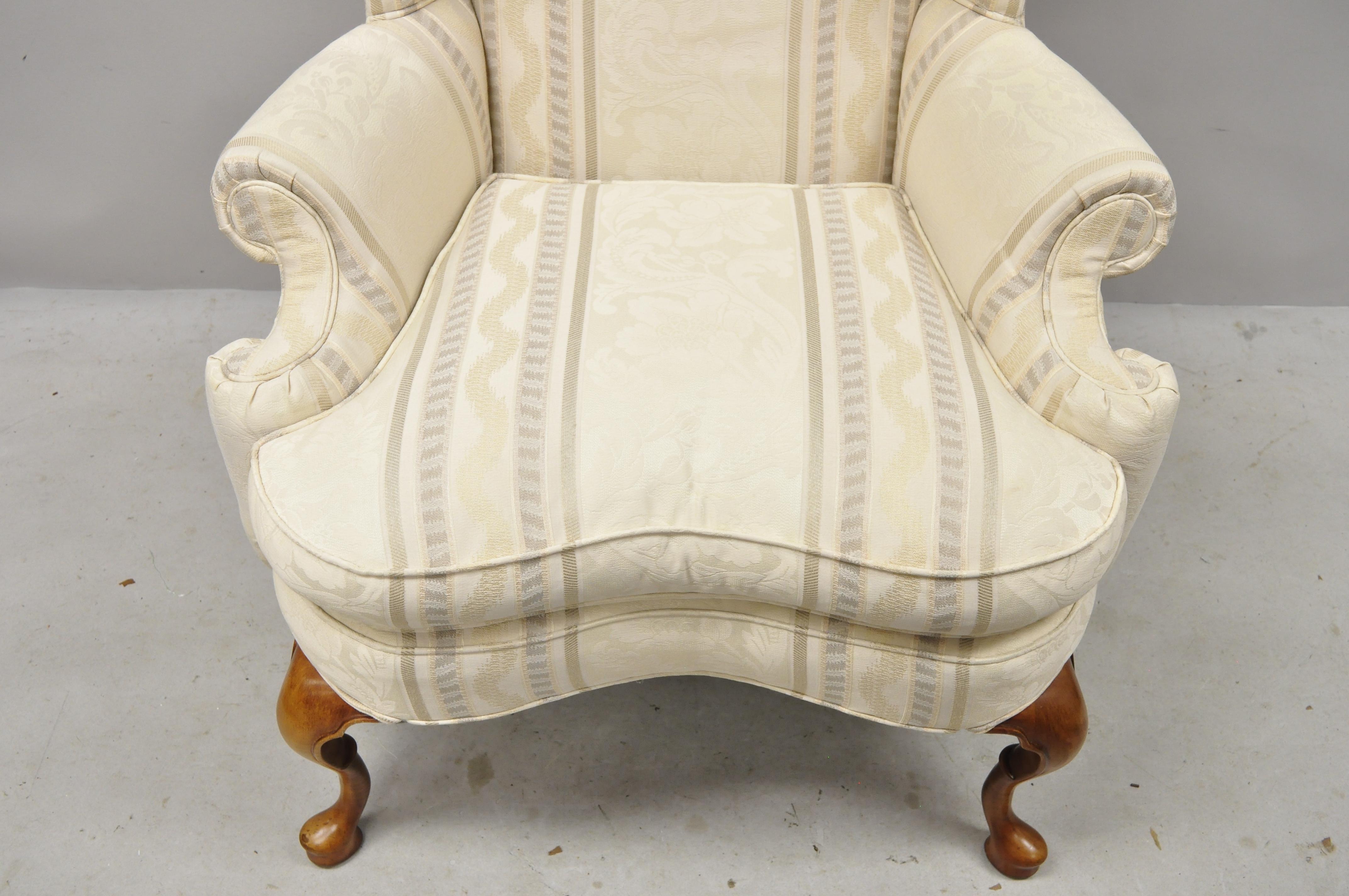 20th Century Pennsylvania House Queen Anne Rolled Arm Wingback Lounge Armchair