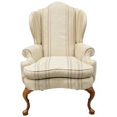 Vintage Pennsylvania House Queen Anne Rolled Arm Wingback Lounge Armchair