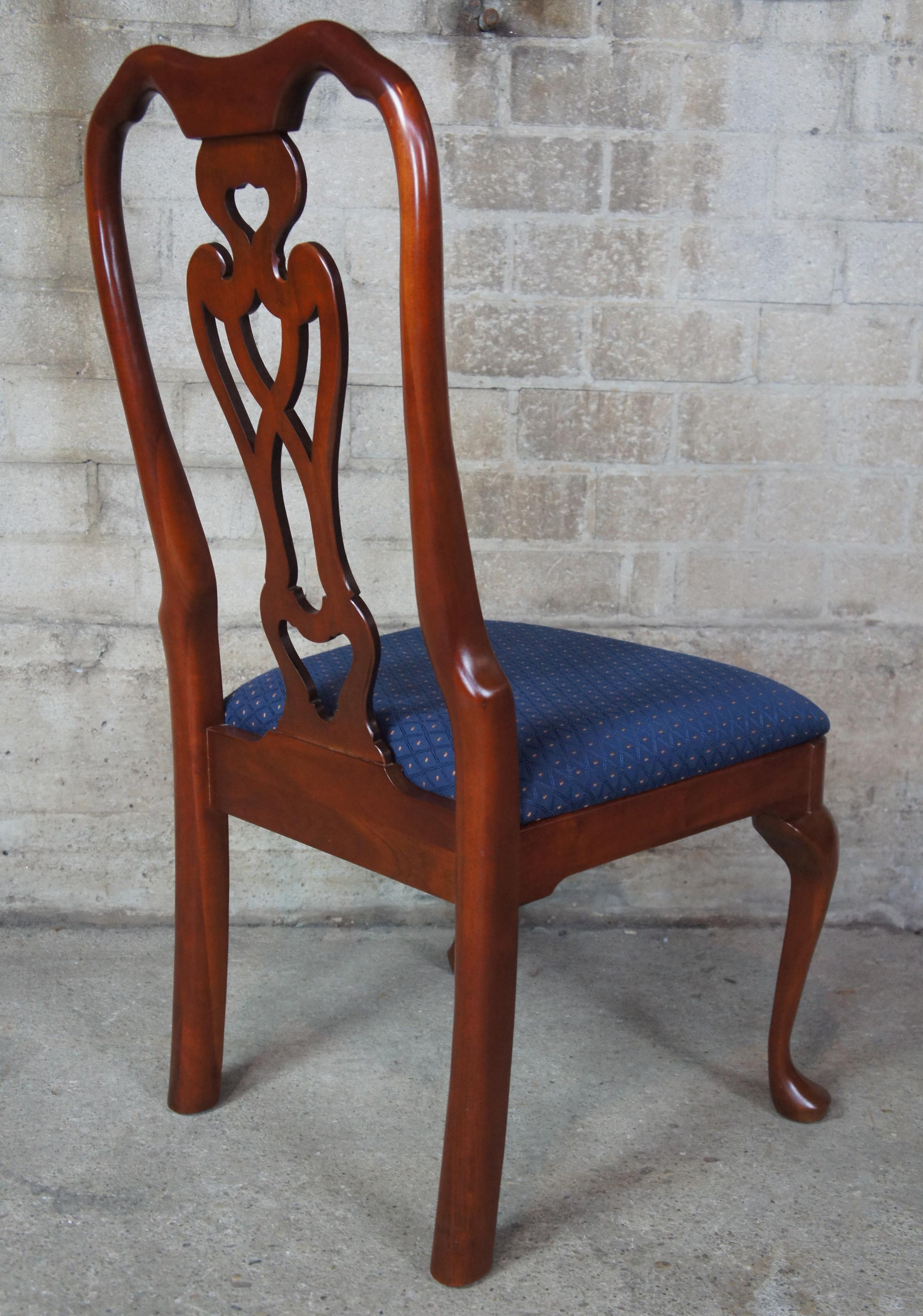 Pennsylvania House Queen Anne Solid Cherry Dining Room Chairs Blue Set of 8 2