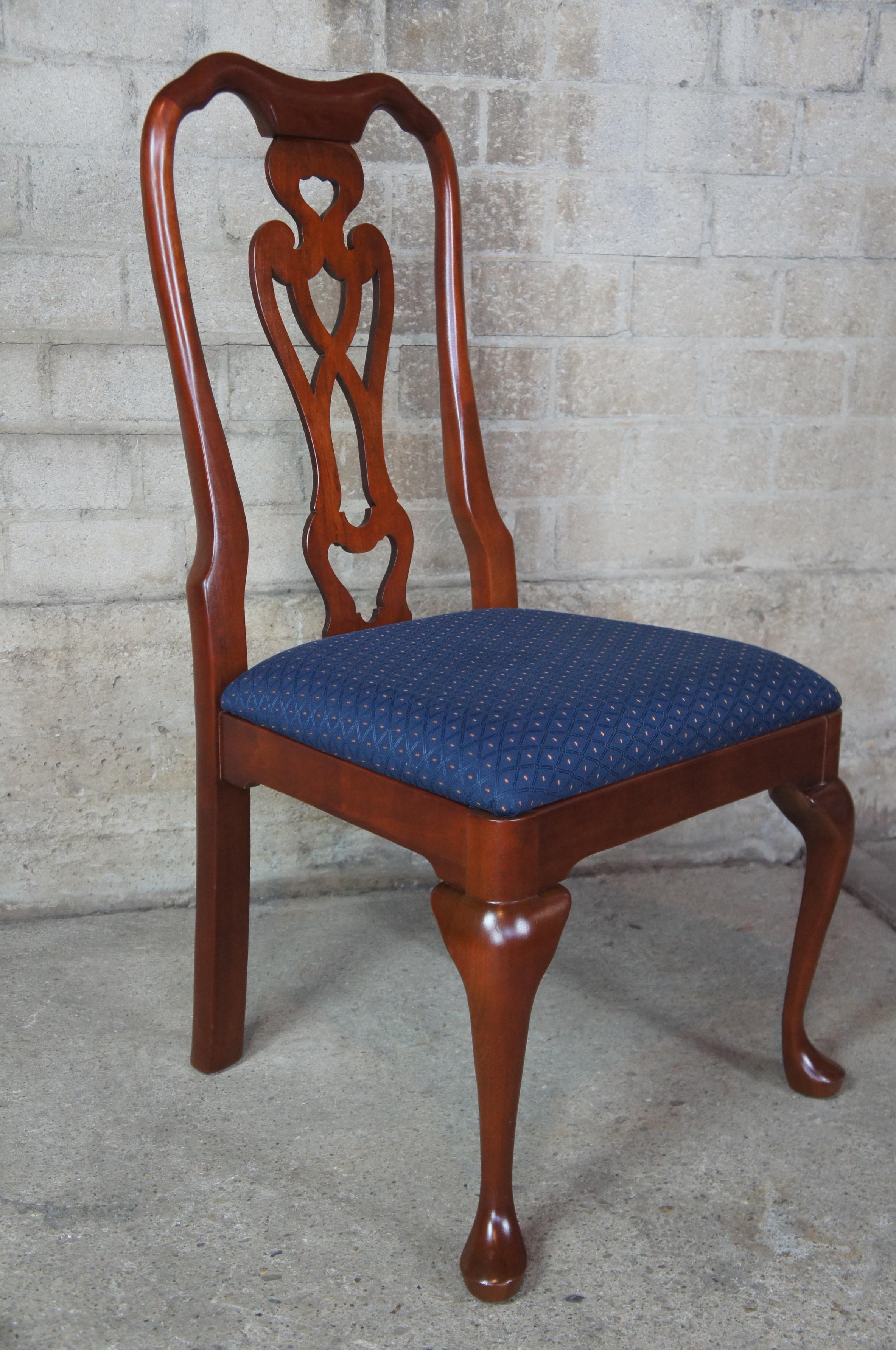 Pennsylvania House Queen Anne Solid Cherry Dining Room Chairs Blue Set of 8 1