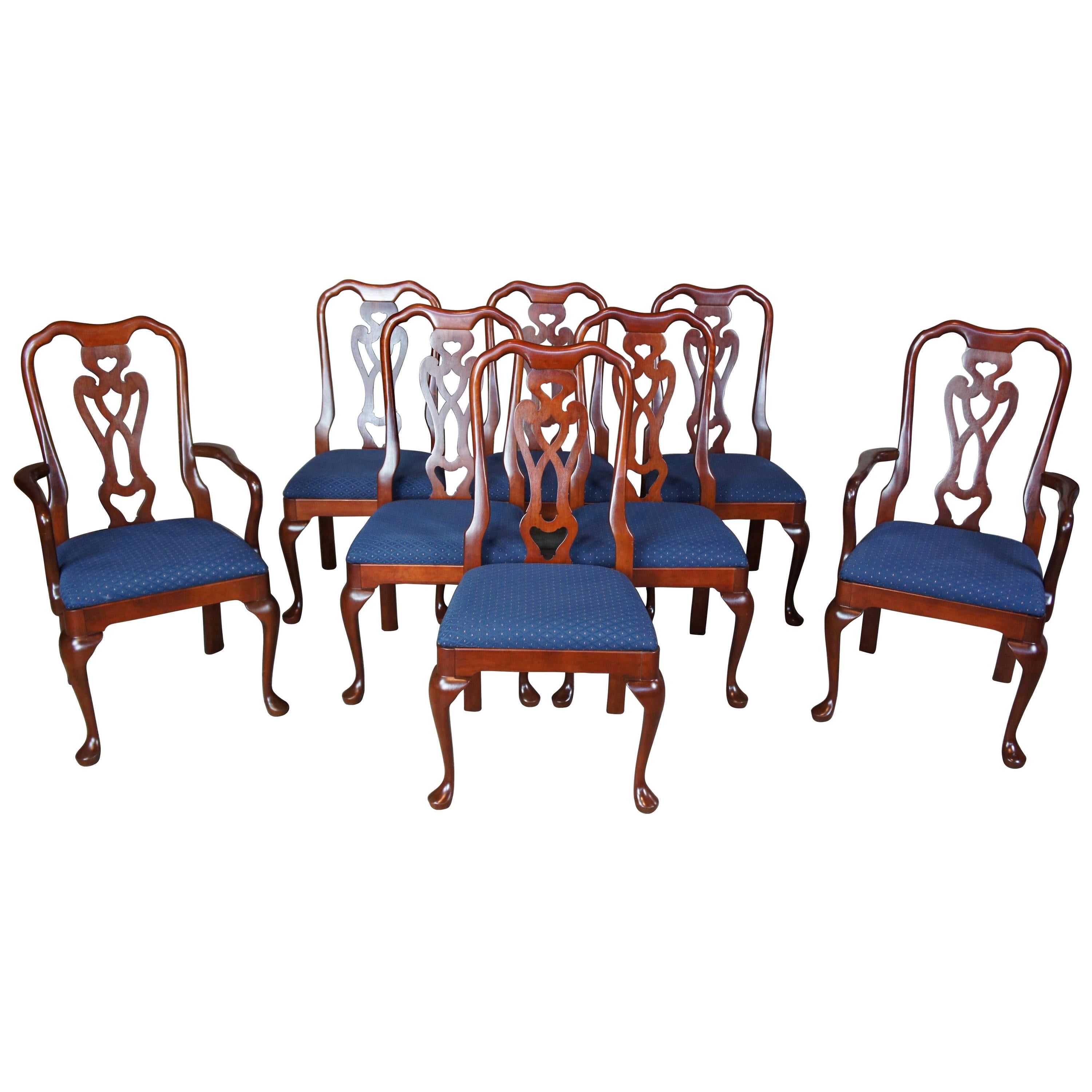 Pennsylvania House Queen Anne Solid Cherry Dining Room Chairs Blue Set of 8