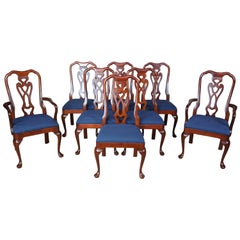 Pennsylvania House Queen Anne Solid Cherry Dining Room Chairs Blue Set of 8