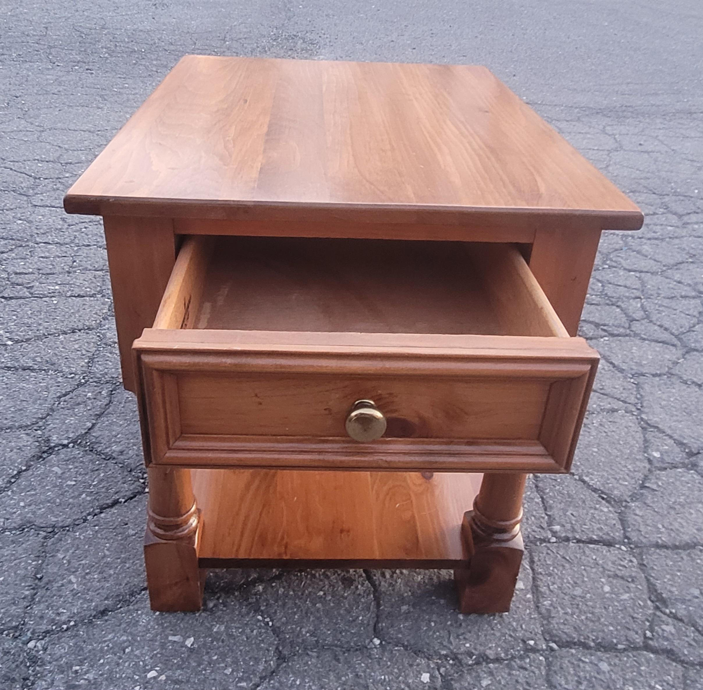 Stained Pennsylvania House Red Pine Tiered Single Drawer Side Table Nightstand For Sale