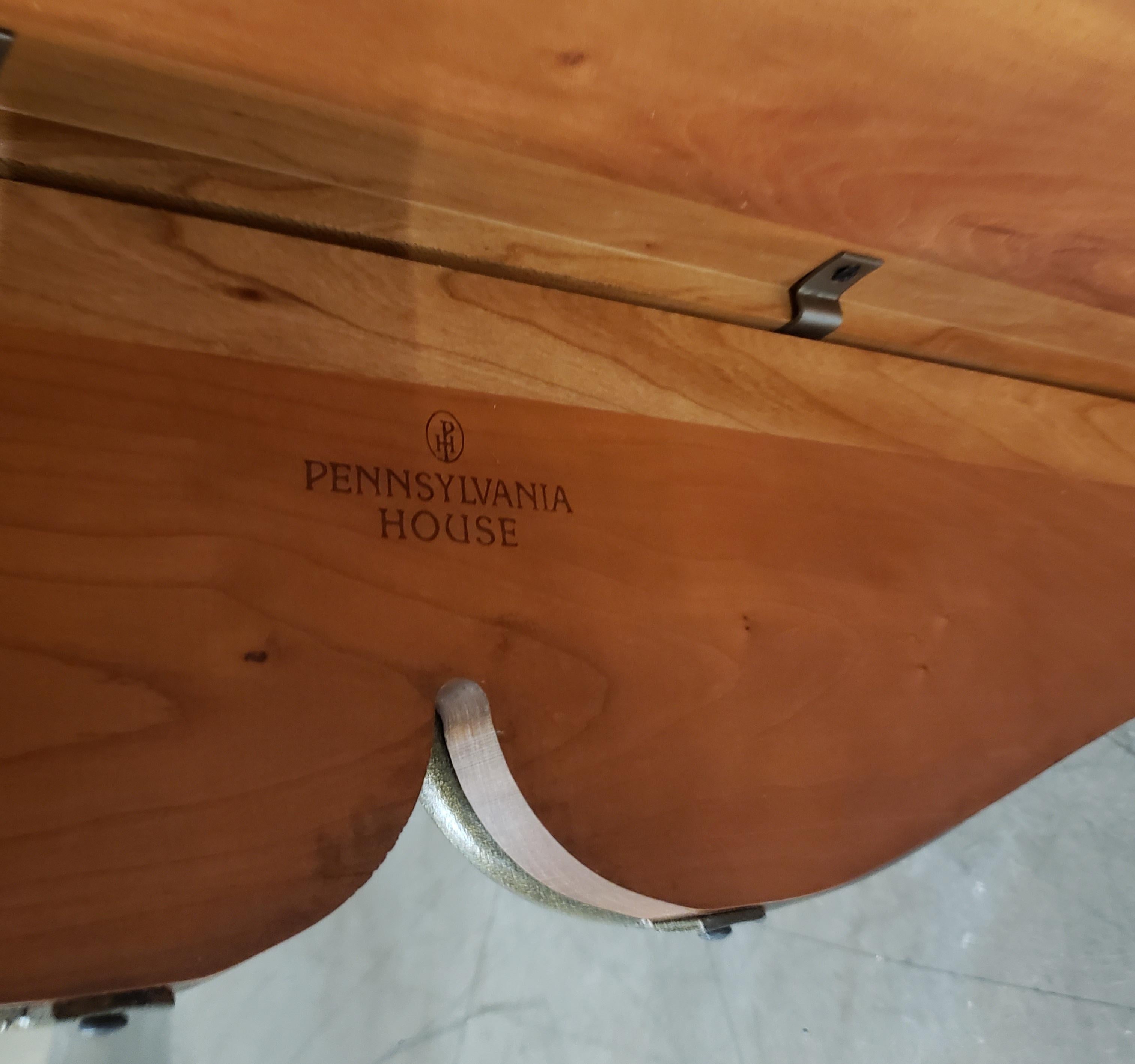 Pennsylvania House Solid Cherry and Patinated Metal Coffee Table In Good Condition For Sale In Germantown, MD