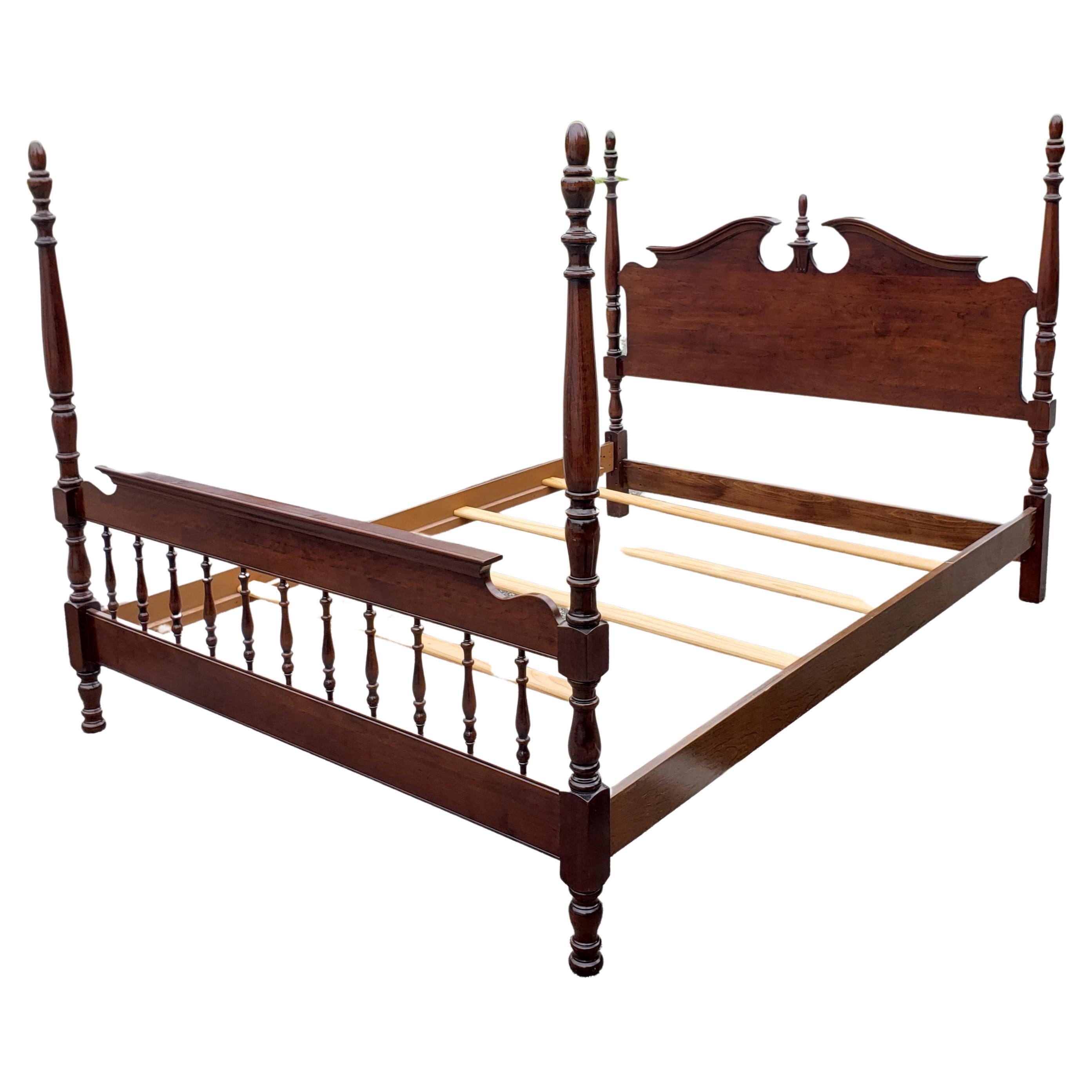 A Pennsylvania House Solid Cherry Queen size semi poster bed frame in very good vintage condition. Very minor signs of use. Original finish in excellent condition.. Measures 63.25