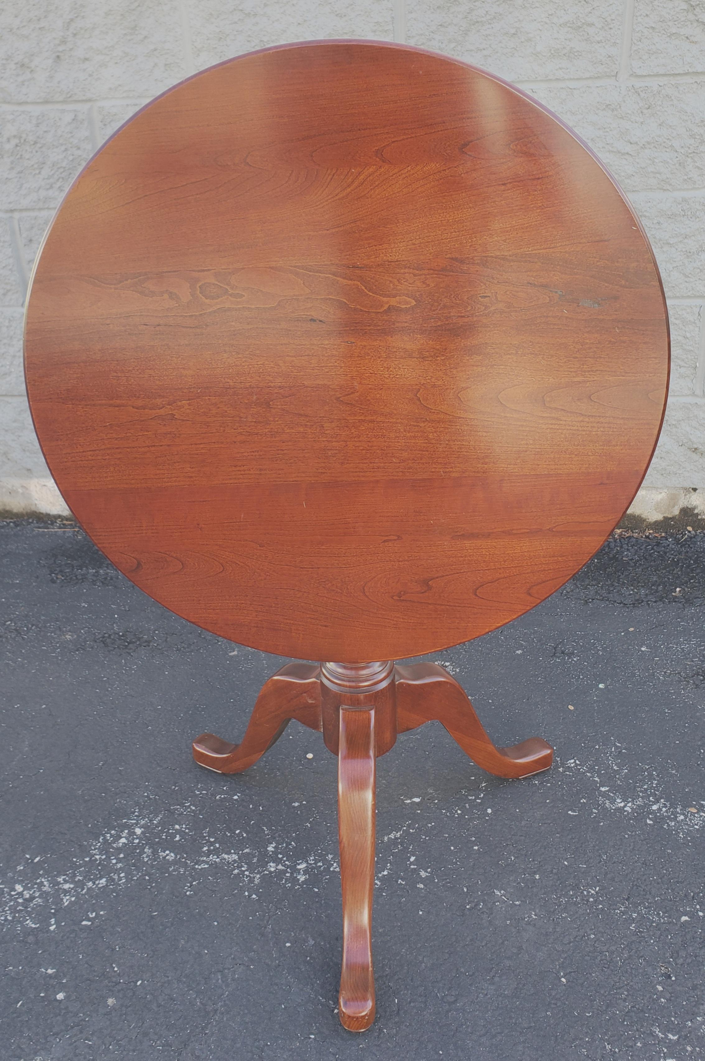 Woodwork Pennsylvania House Solid Cherry Tilt-Top Round Center Table For Sale