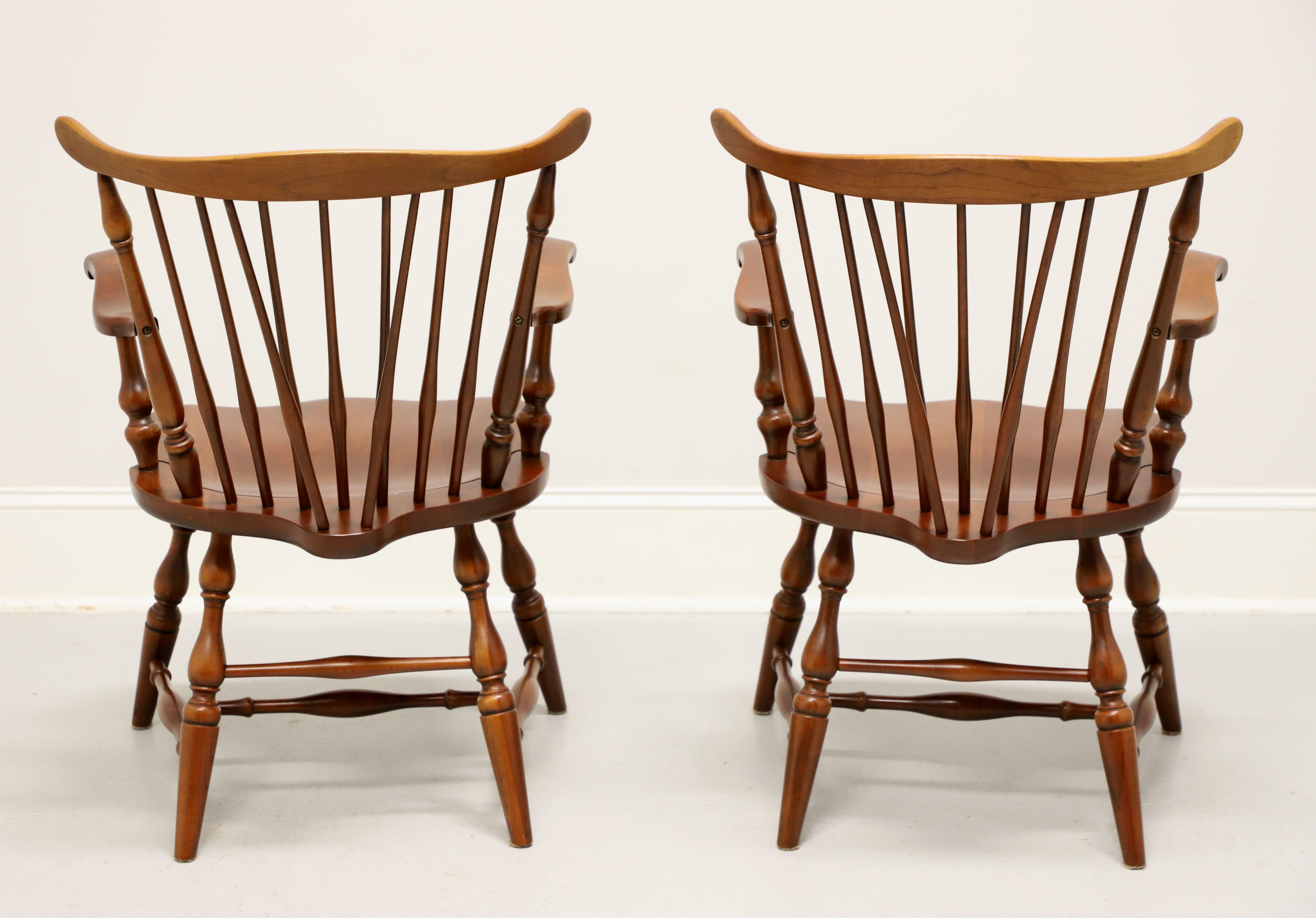 American PENNSYLVANIA HOUSE Solid Cherry Windsor Dining Armchairs - Pair For Sale