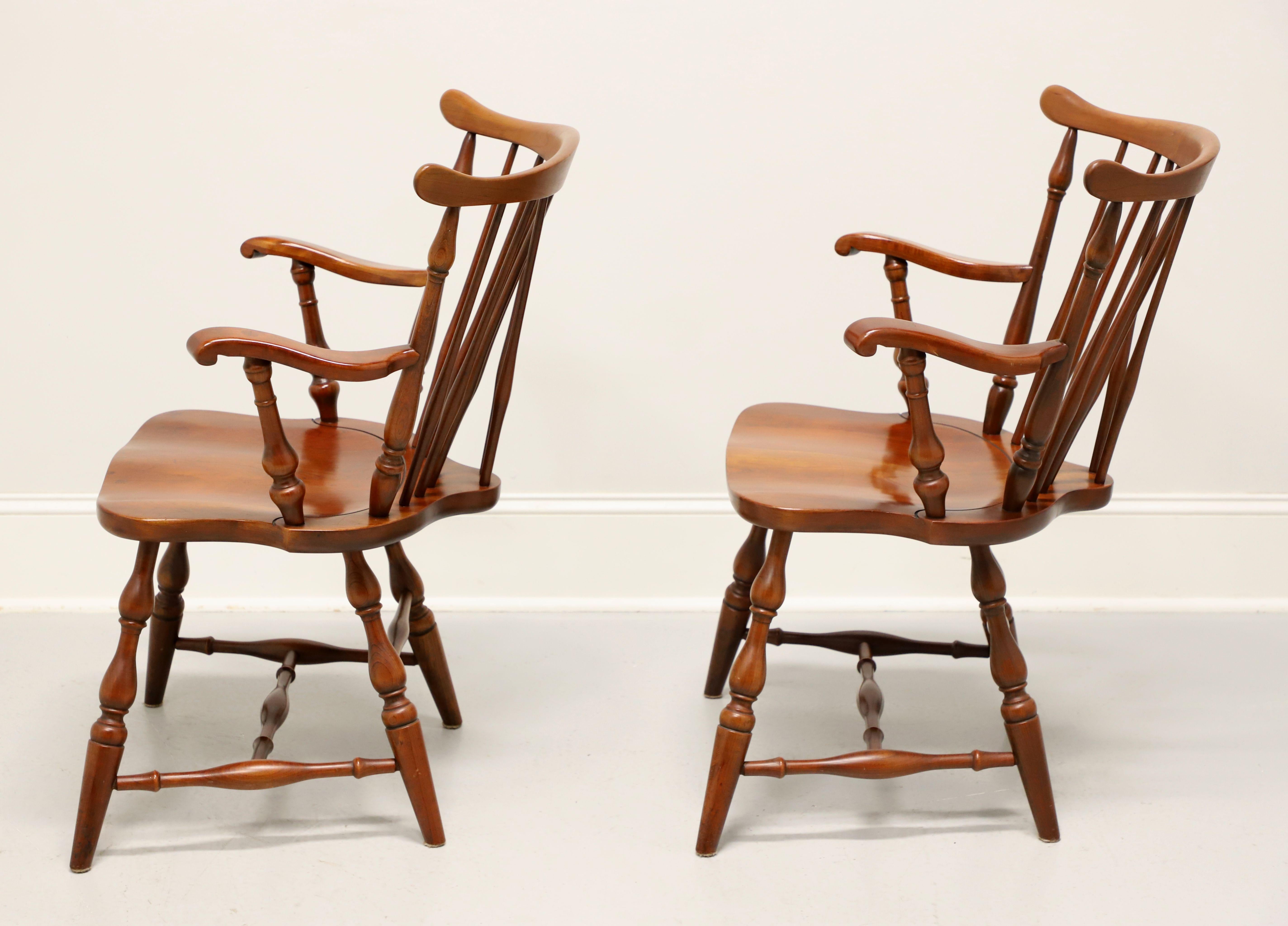 PENNSYLVANIA HOUSE Solid Cherry Windsor Dining Armchairs - Pair In Good Condition For Sale In Charlotte, NC