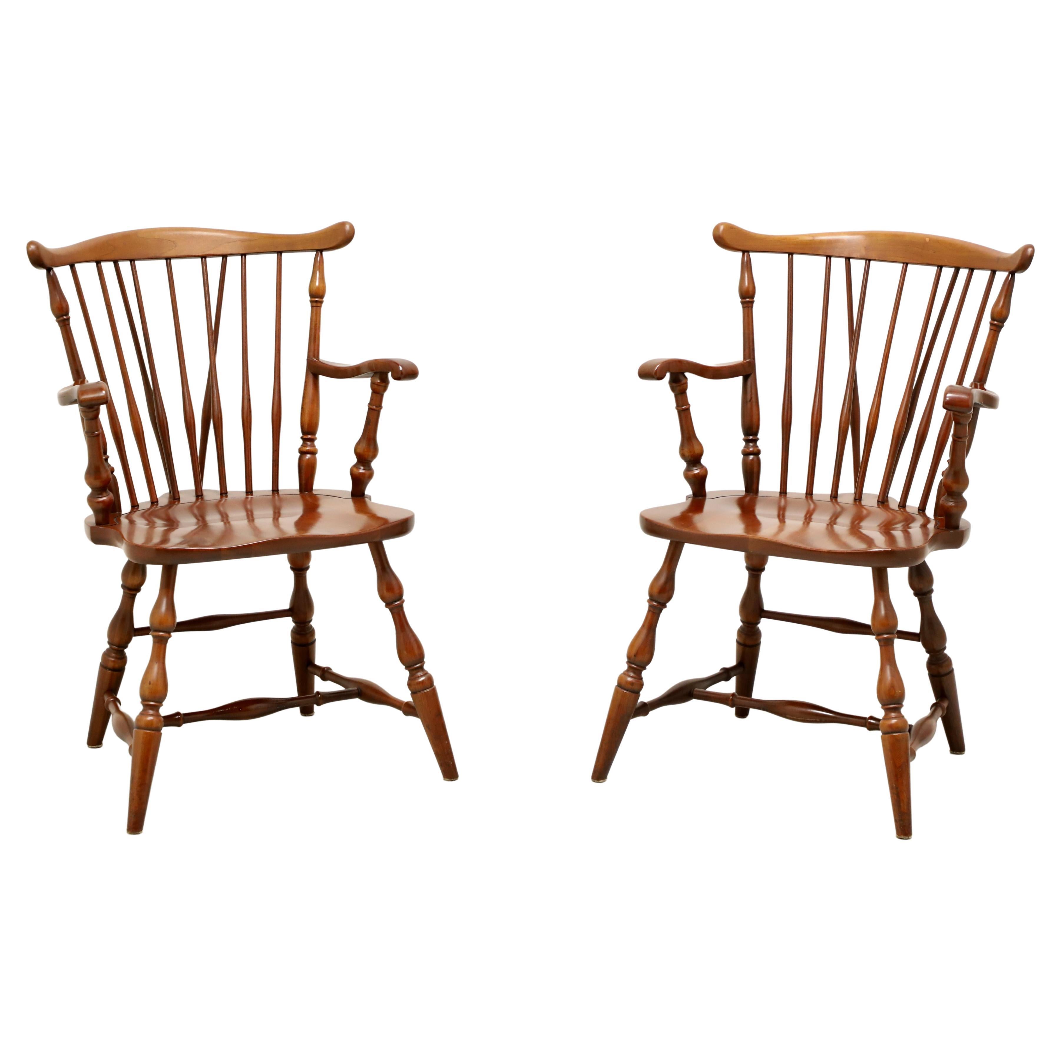 PENNSYLVANIA HOUSE Solid Cherry Windsor Dining Armchairs - Pair For Sale