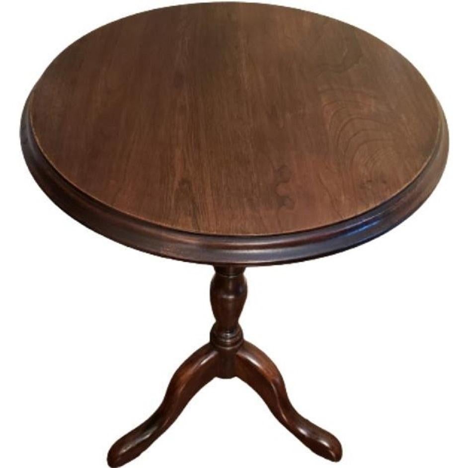 A very good quality Georgian mahogany occasional table Having well figured circular tilting top raised on elegant Vase turned central stem terminating on tripod legs And pad feet retaining exceptional untouched color And patina throughout.
    