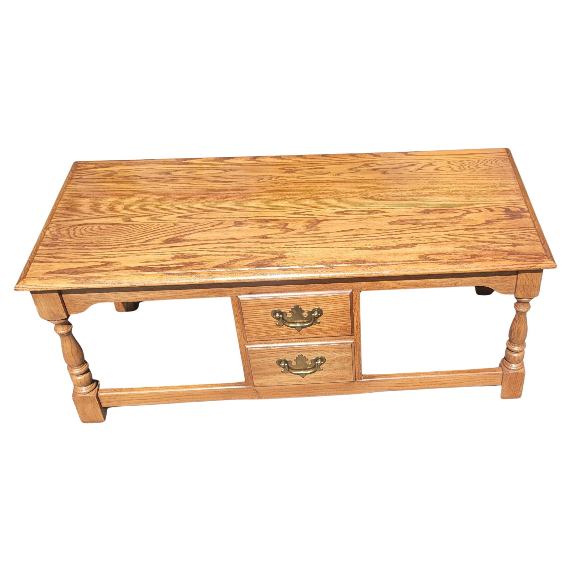 Arts and Crafts Pennsylvania House Two-Drawer Oak Petite Coffee Table