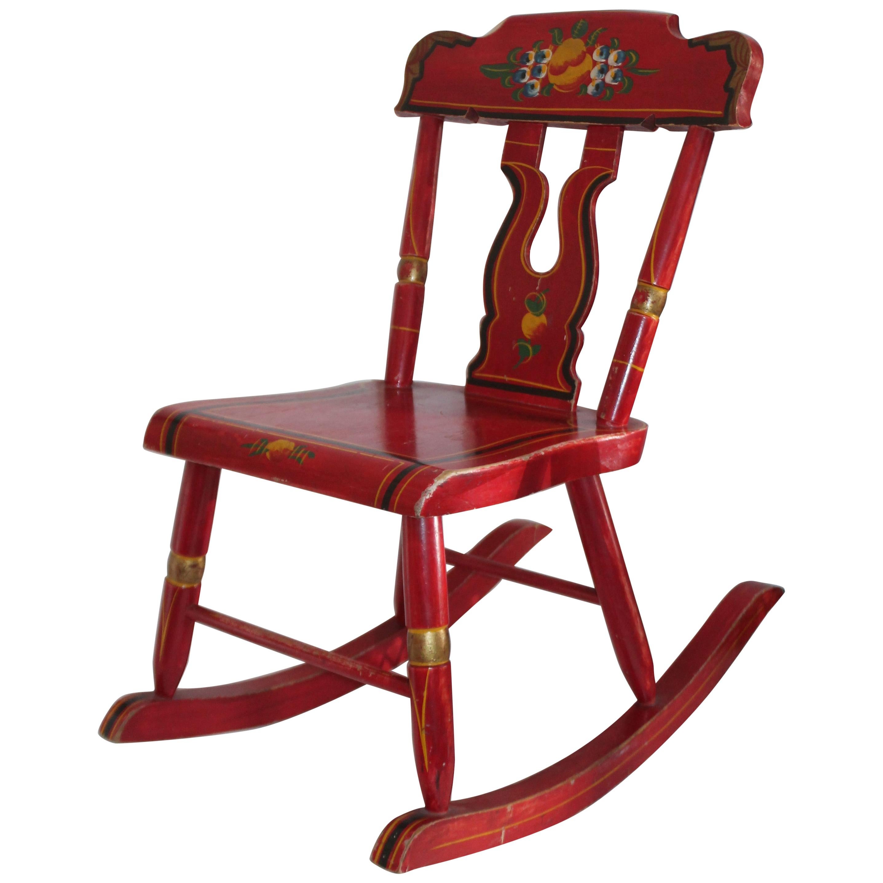 Pennsylvania Original Red Painted Children's Rocking Chair
