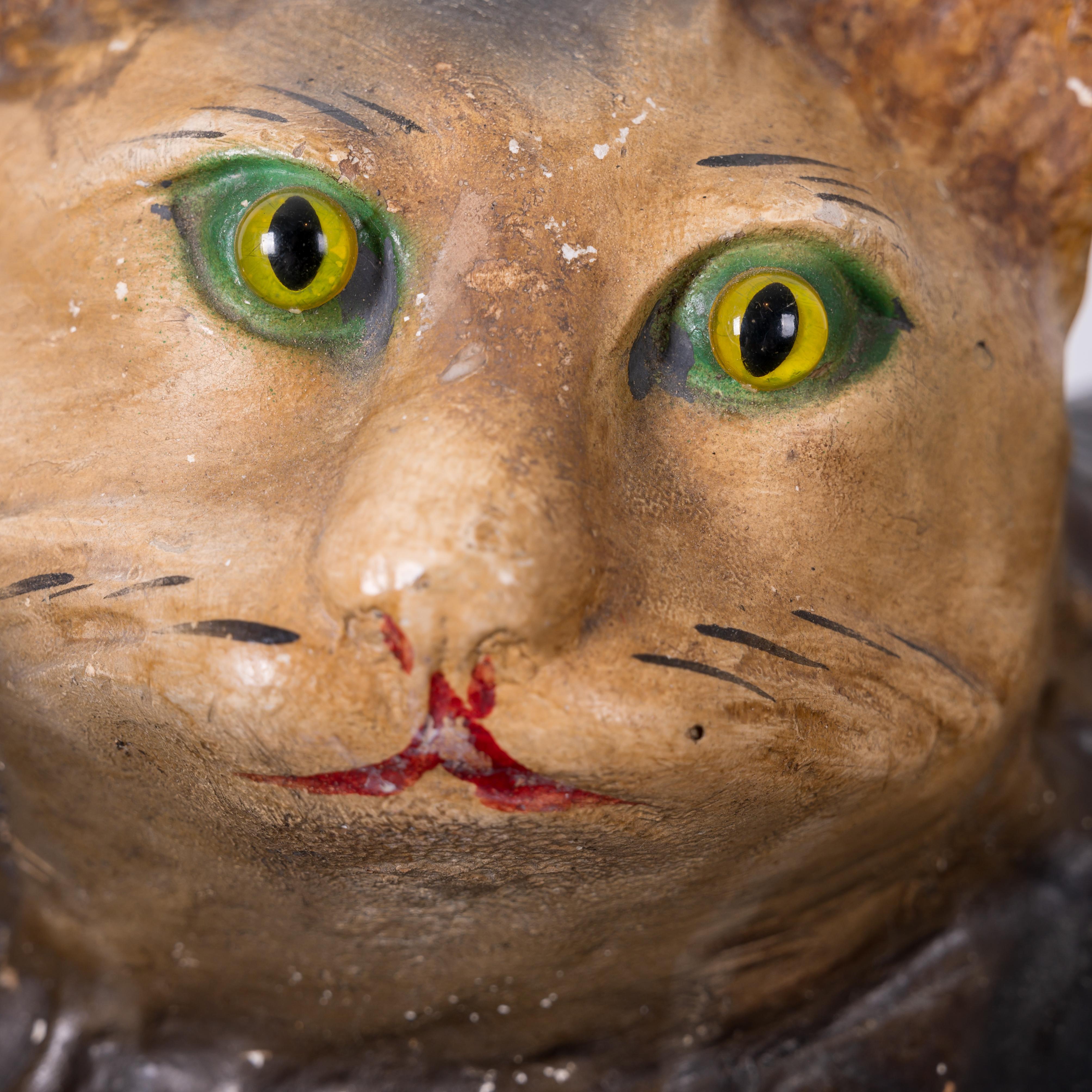 19th Century Pennsylvania Painted Chalkware Cat For Sale