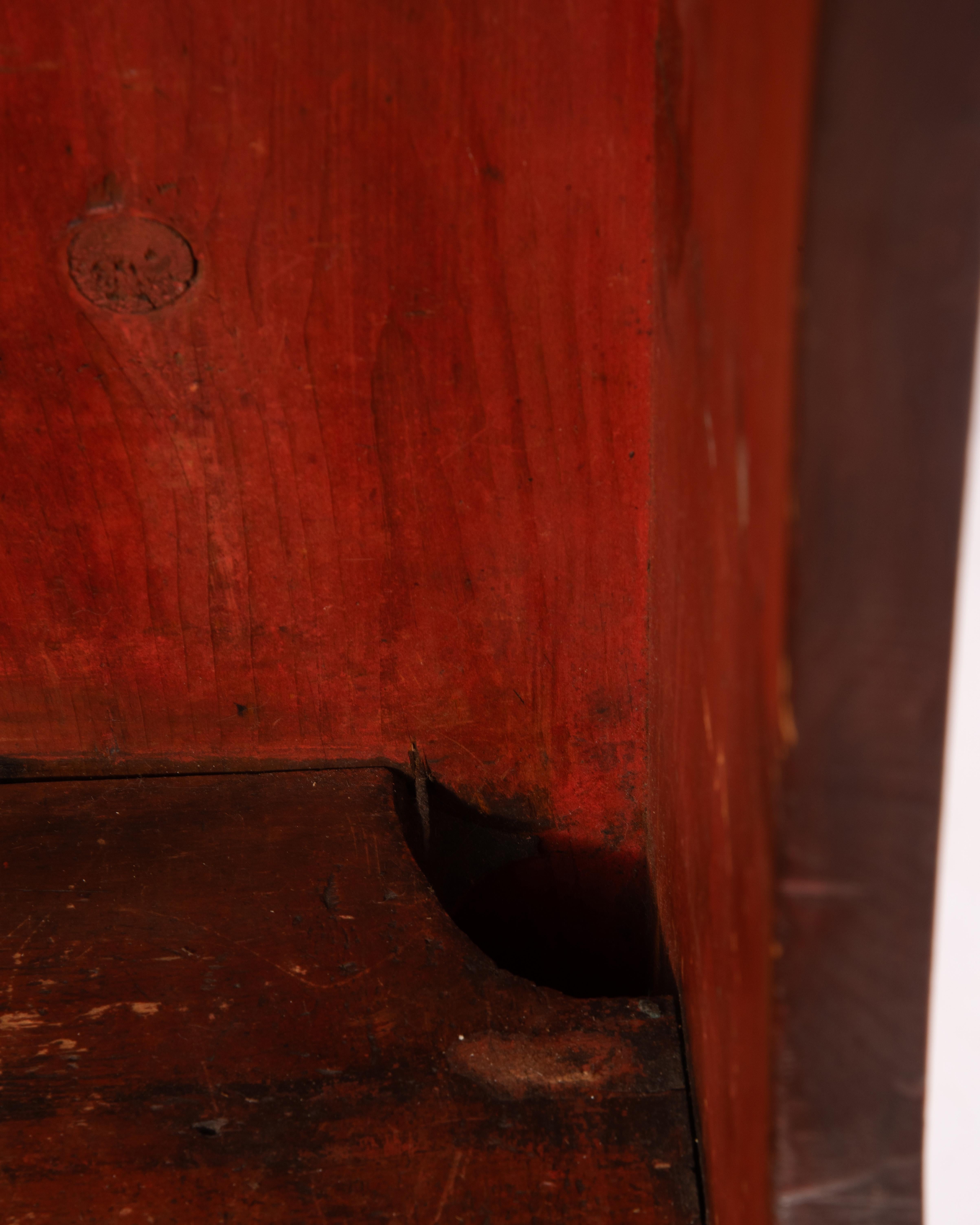 Pennsylvania Primitive Red Painted Dry Sink Cupboard 19th Century For Sale 14