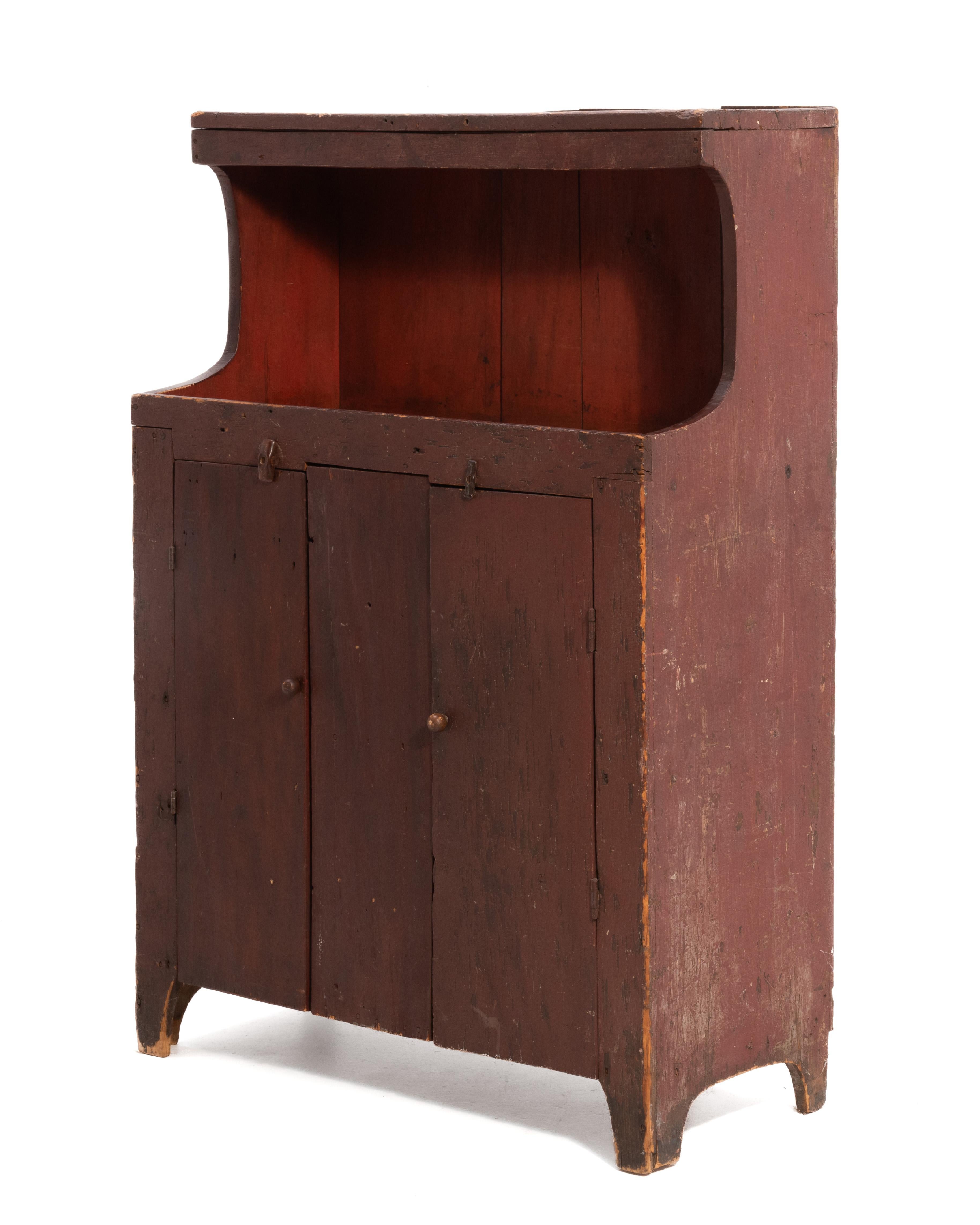 American Pennsylvania Primitive Red Painted Dry Sink Cupboard 19th Century For Sale