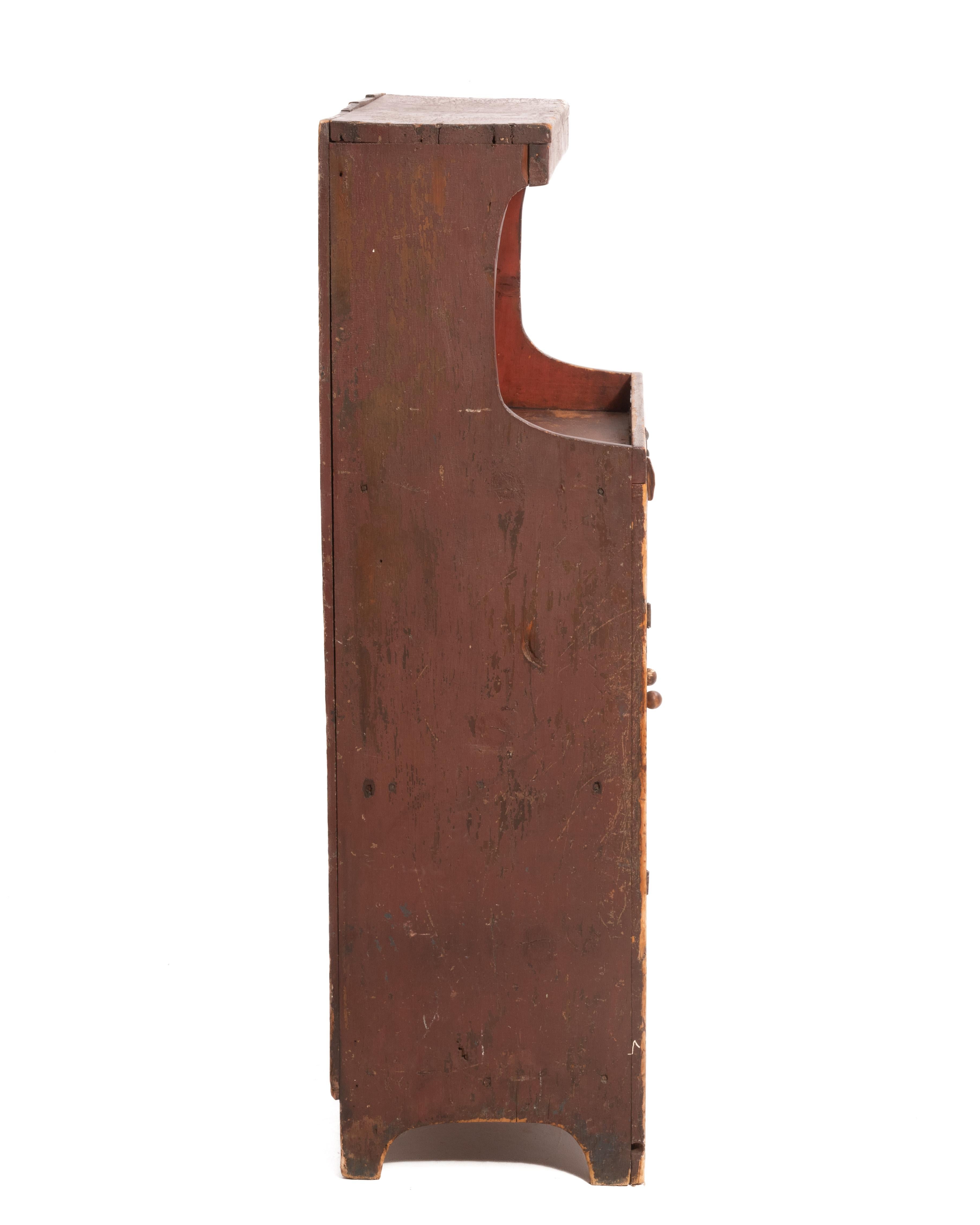 Pennsylvania Primitive Red Painted Dry Sink Cupboard 19th Century For Sale 1