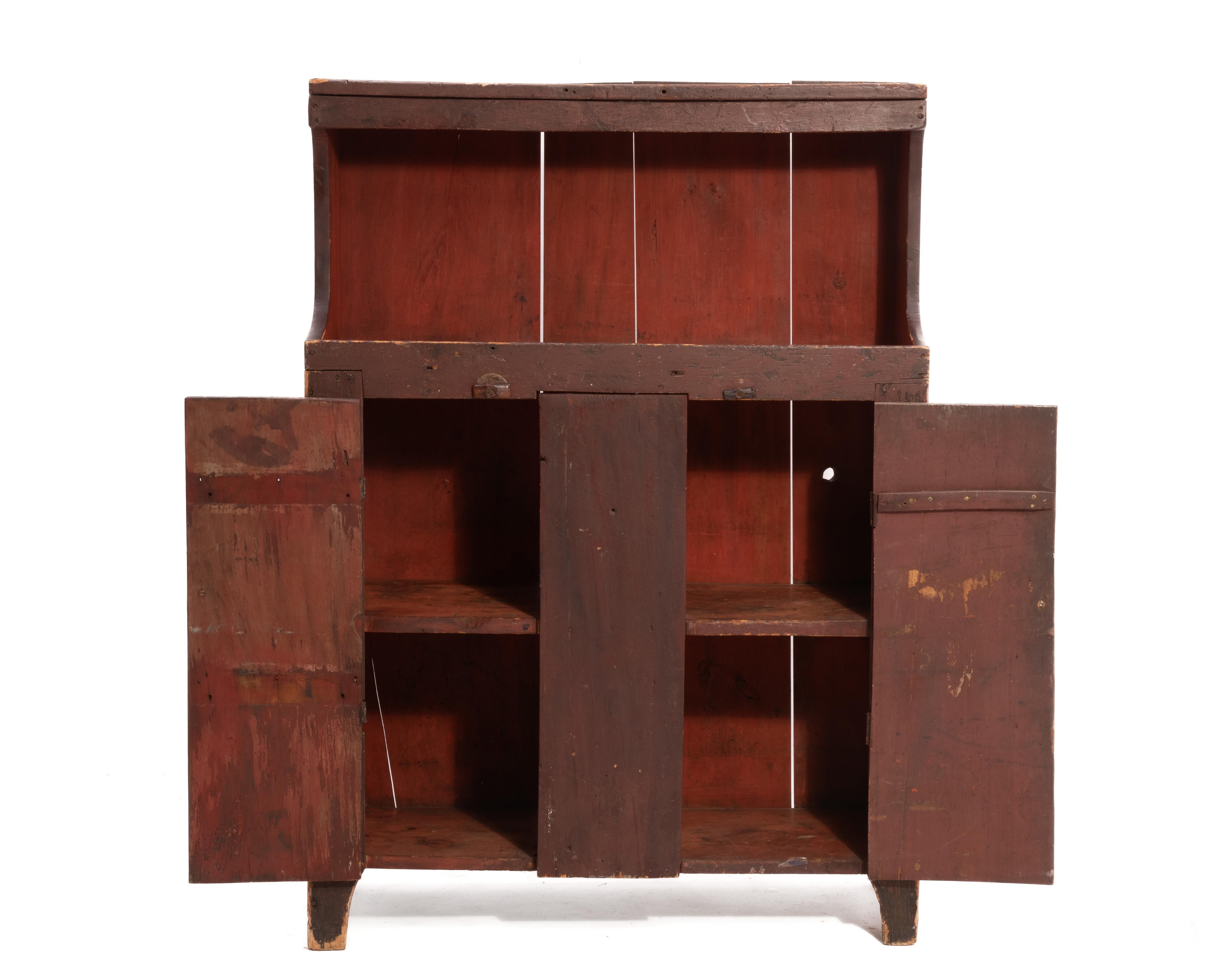 Pennsylvania Primitive Red Painted Dry Sink Cupboard 19th Century For Sale 2