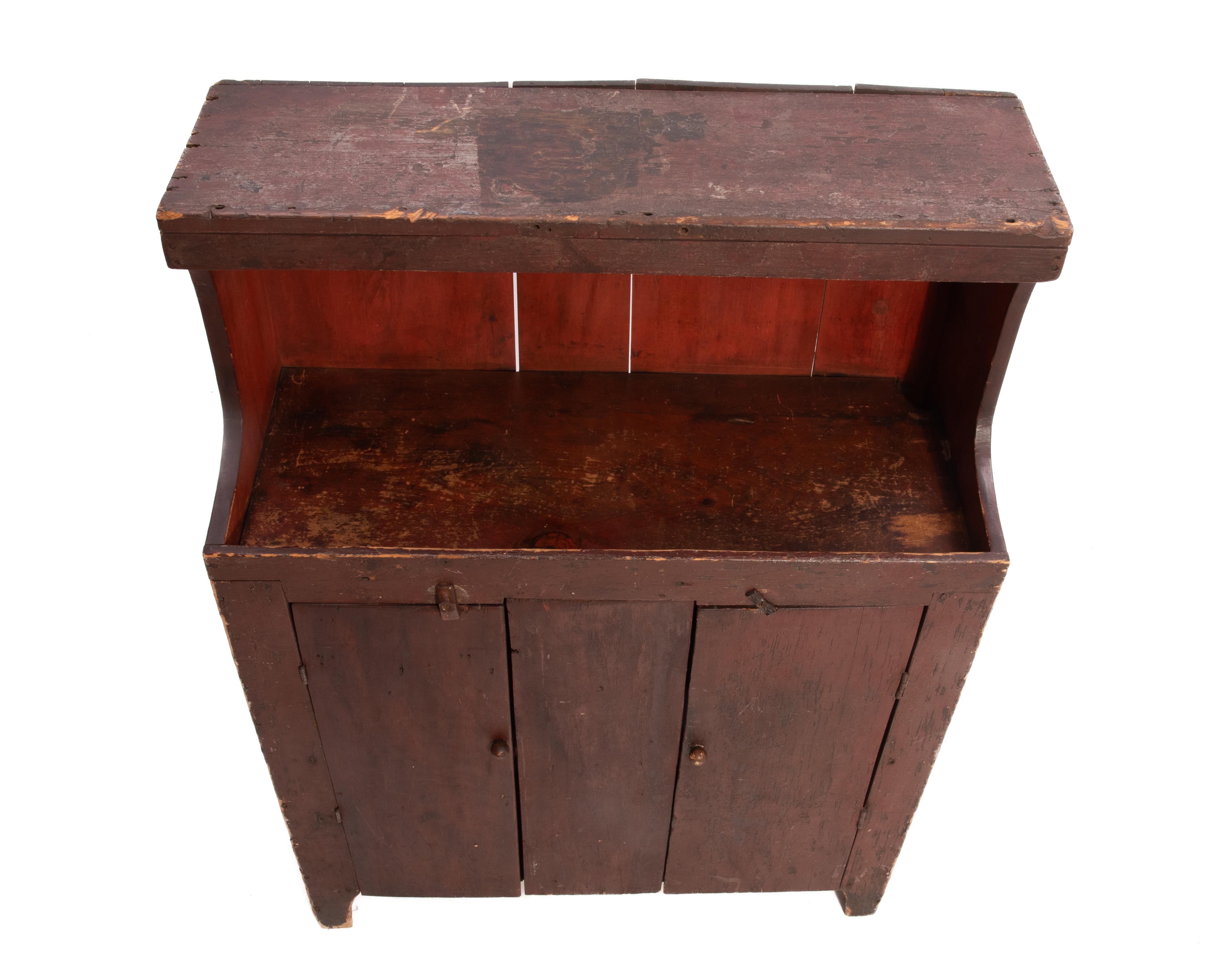 Pennsylvania Primitive Red Painted Dry Sink Cupboard 19th Century For Sale 3