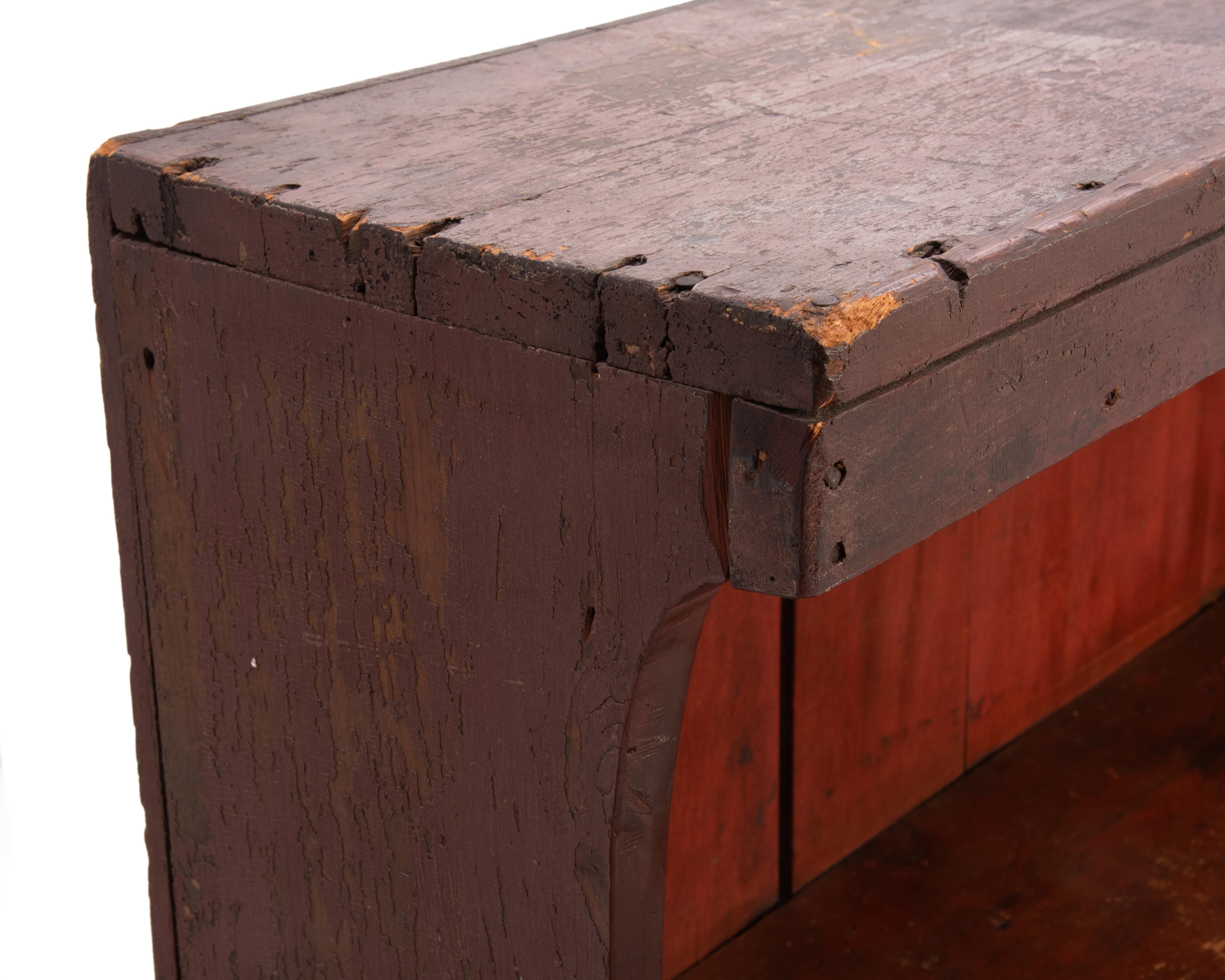 Pennsylvania Primitive Red Painted Dry Sink Cupboard 19th Century For Sale 4
