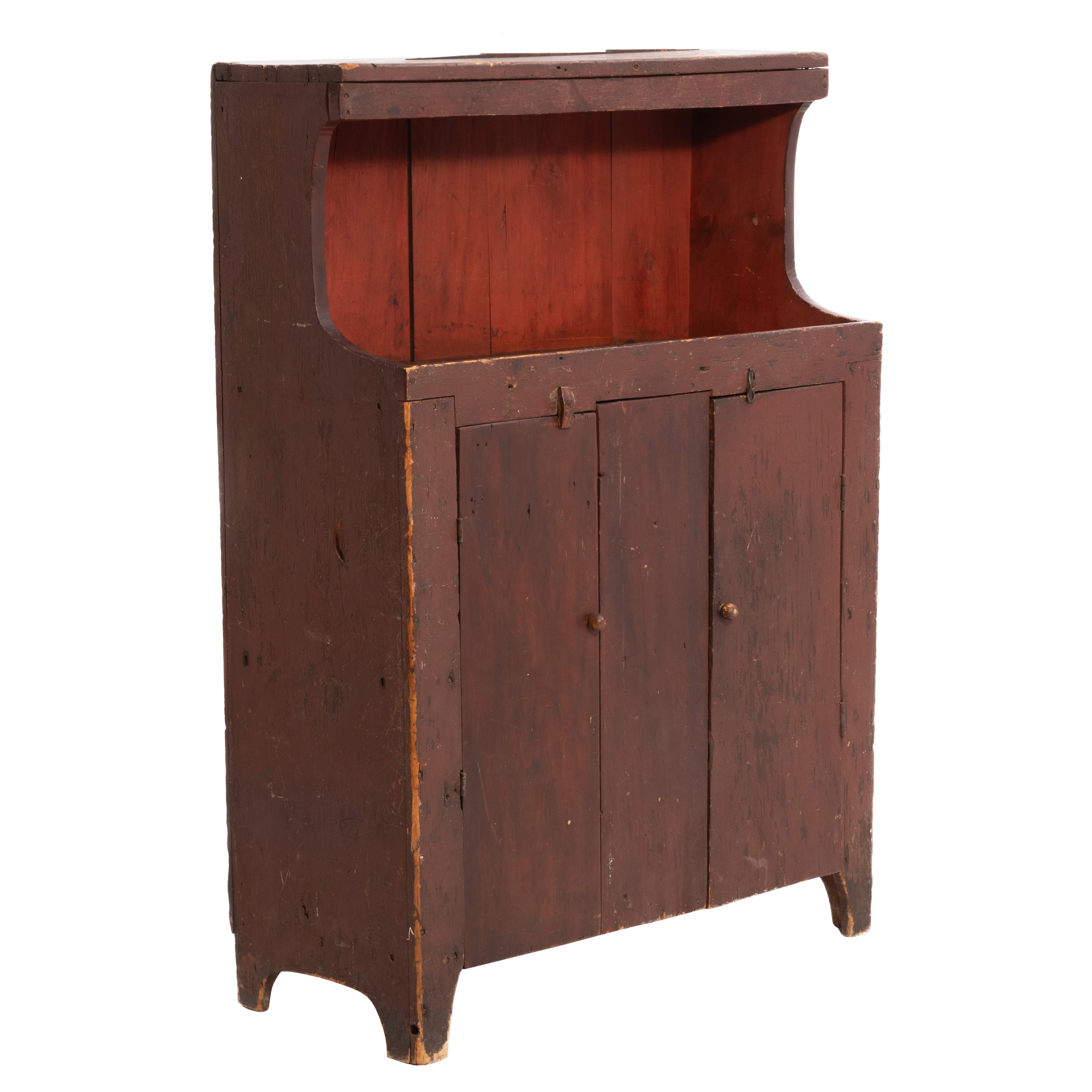 Pennsylvania Primitive Red Painted Dry Sink Cupboard 19th Century For Sale