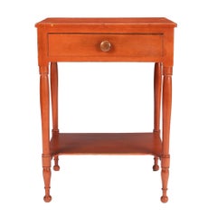 Pennsylvania Sheraton Oxide Stained One Drawer Stand with Stretcher Shelf '1820'