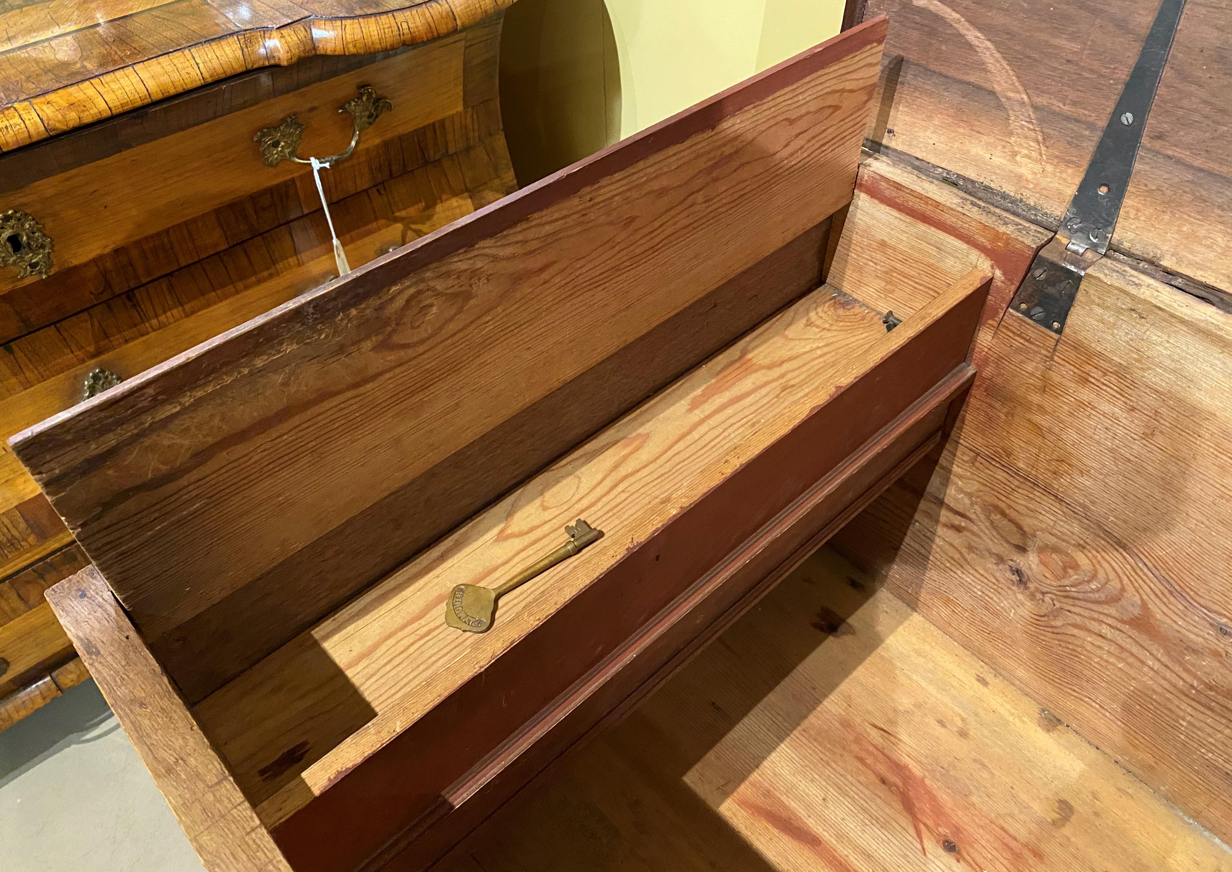 Pennsylvania Walnut Country Blanket Chest with 3 Drawers In Good Condition For Sale In Milford, NH