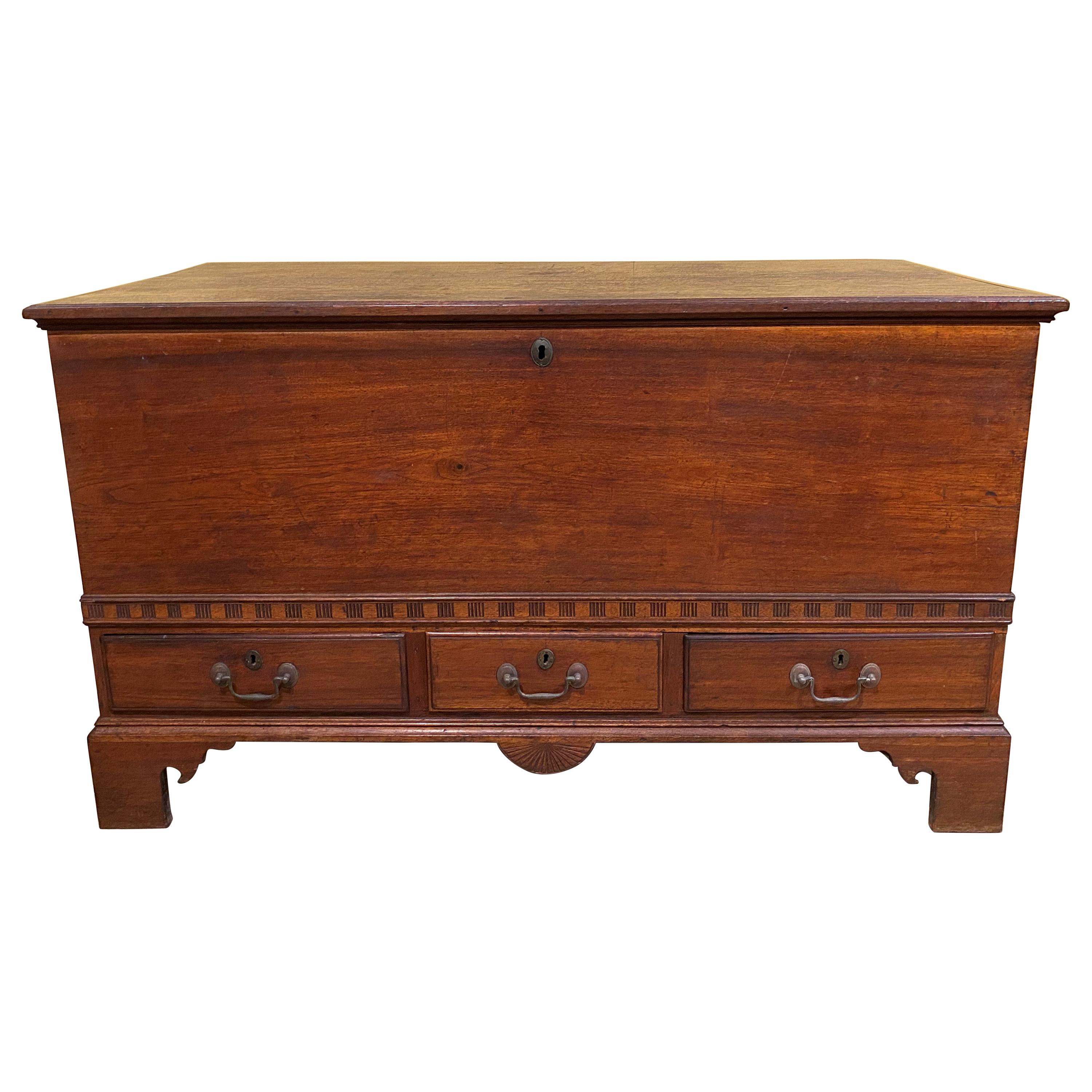 Pennsylvania Walnut Country Blanket Chest with 3 Drawers For Sale