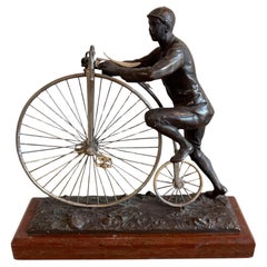 Penny Farthing and Rider in Bronze by S. Bechhof, Signed