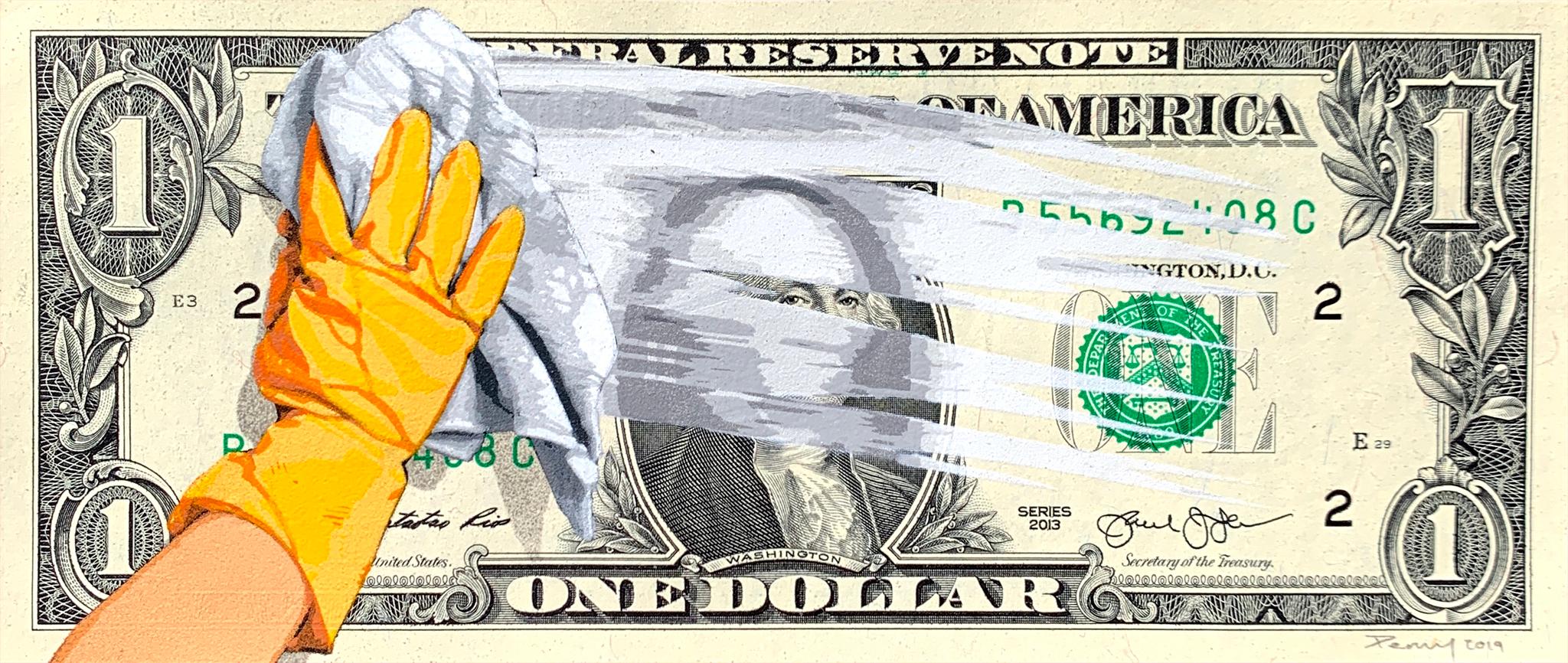 Dirty Money - One Dollar - Mixed Media Art by Penny