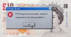 "Printer Error" contemporary street art spray paint on currency framed in black