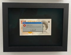 UK contemporary street art stencil spray paint on real currency framed in black