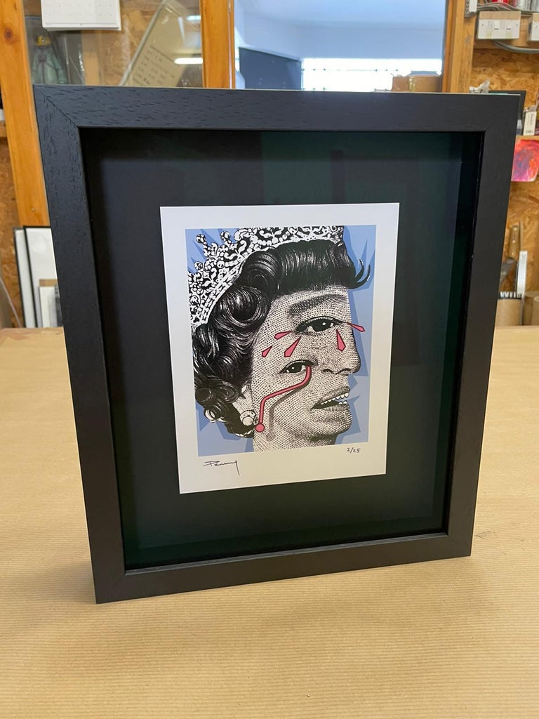 Penny Weeping Woman Blue (In a museum quality frame with premium non