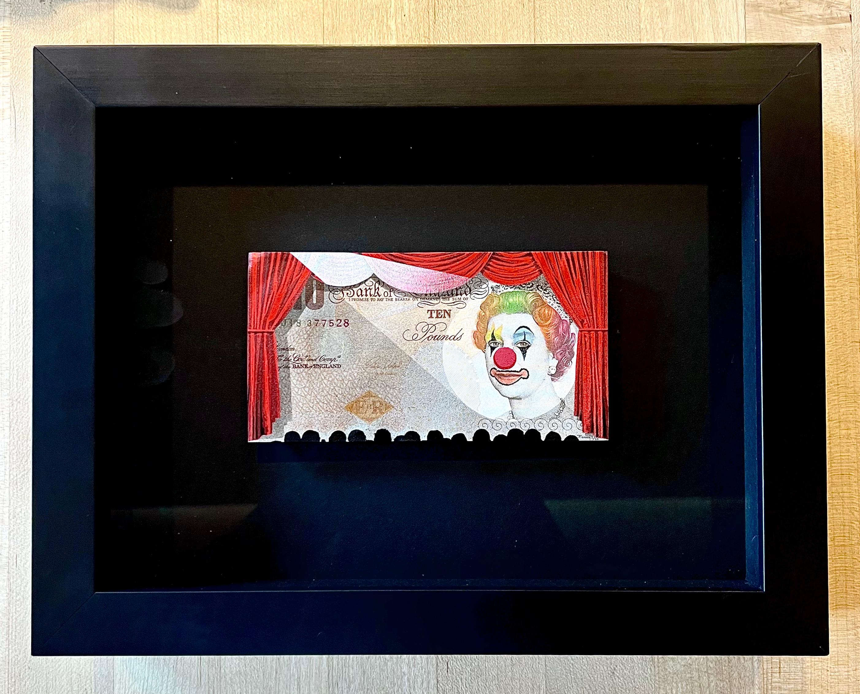 zeitgenössische Straßenkunst Pop Art Sprühfarbe rot weiß Innenraum Pfund Währung