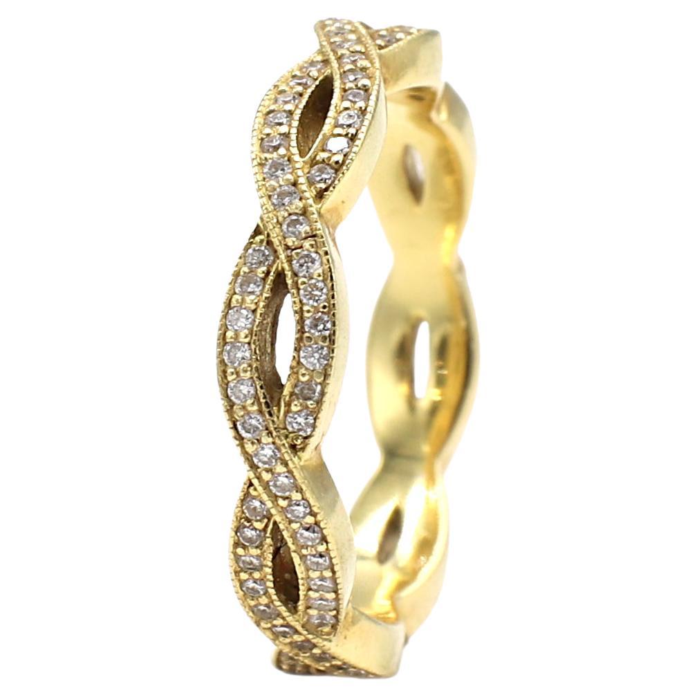 Penny Preville 18 Karat Yellow Gold Twist Natural Diamond Eternity Band Ring For Sale