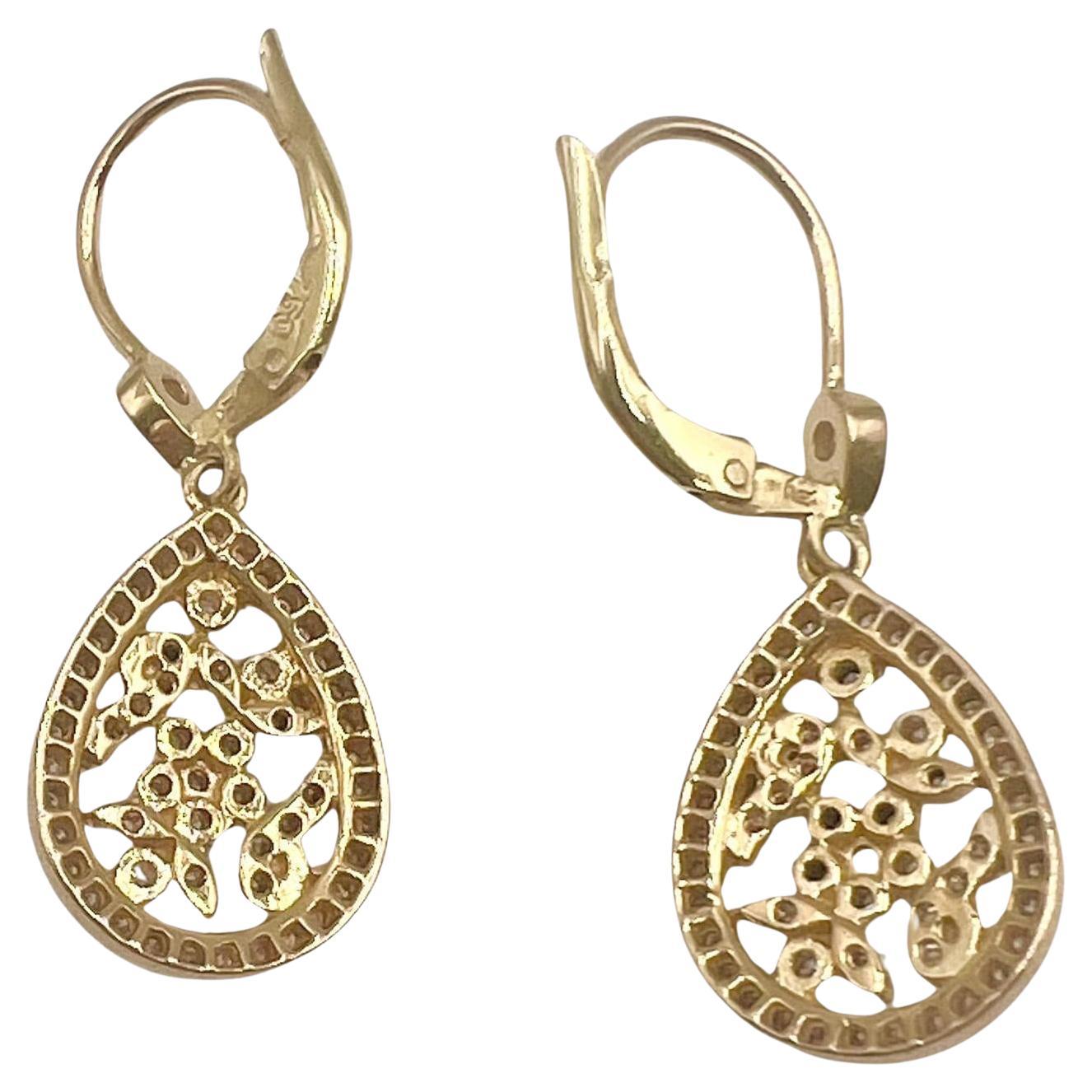 Brilliant Cut Penny Preville 18k Rose Gold Diamond Drop Earrings