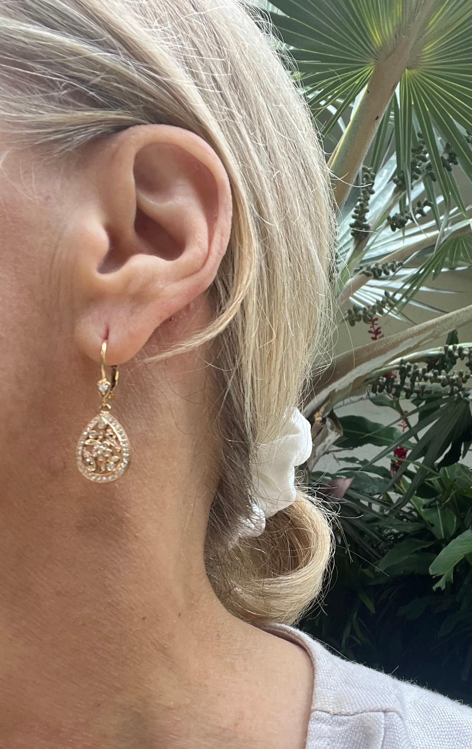 Penny Preville 18k Rose Gold Diamond Drop Earrings In Excellent Condition In Palm Beach, FL