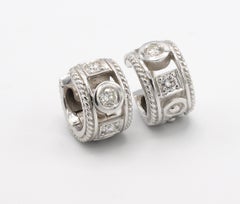 Penny Preville 18 Karat White Gold Petite Diamond Huggie Hoop Earrings