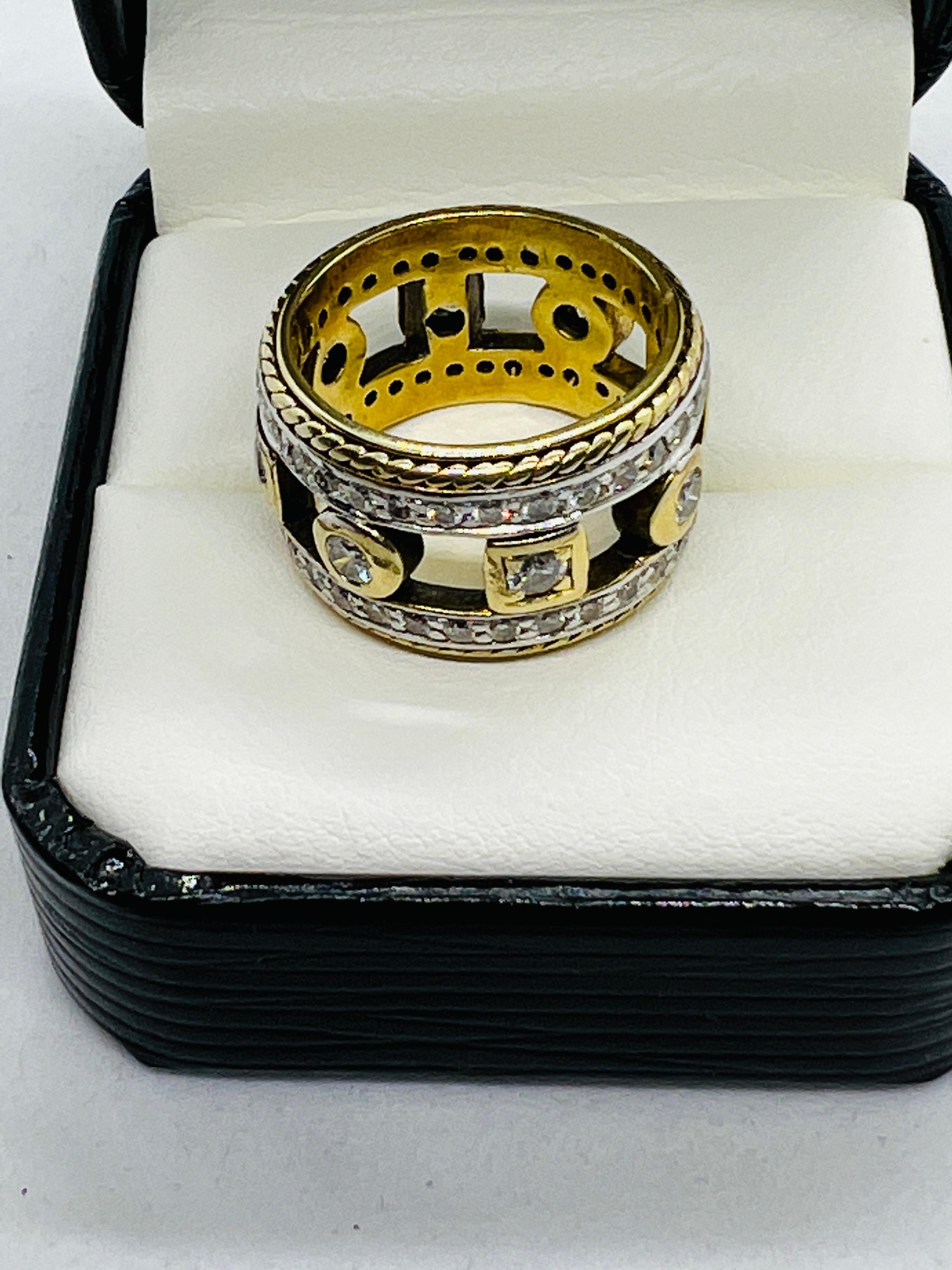 Penny Preville 18k White & Yellow Gold & Diamond Open Band Ring In Excellent Condition For Sale In Birmingham, AL