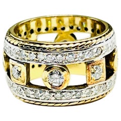 Offener Penny Preville Ring aus 18 Karat Weiß- und Gelbgold mit Diamanten, 12 mm