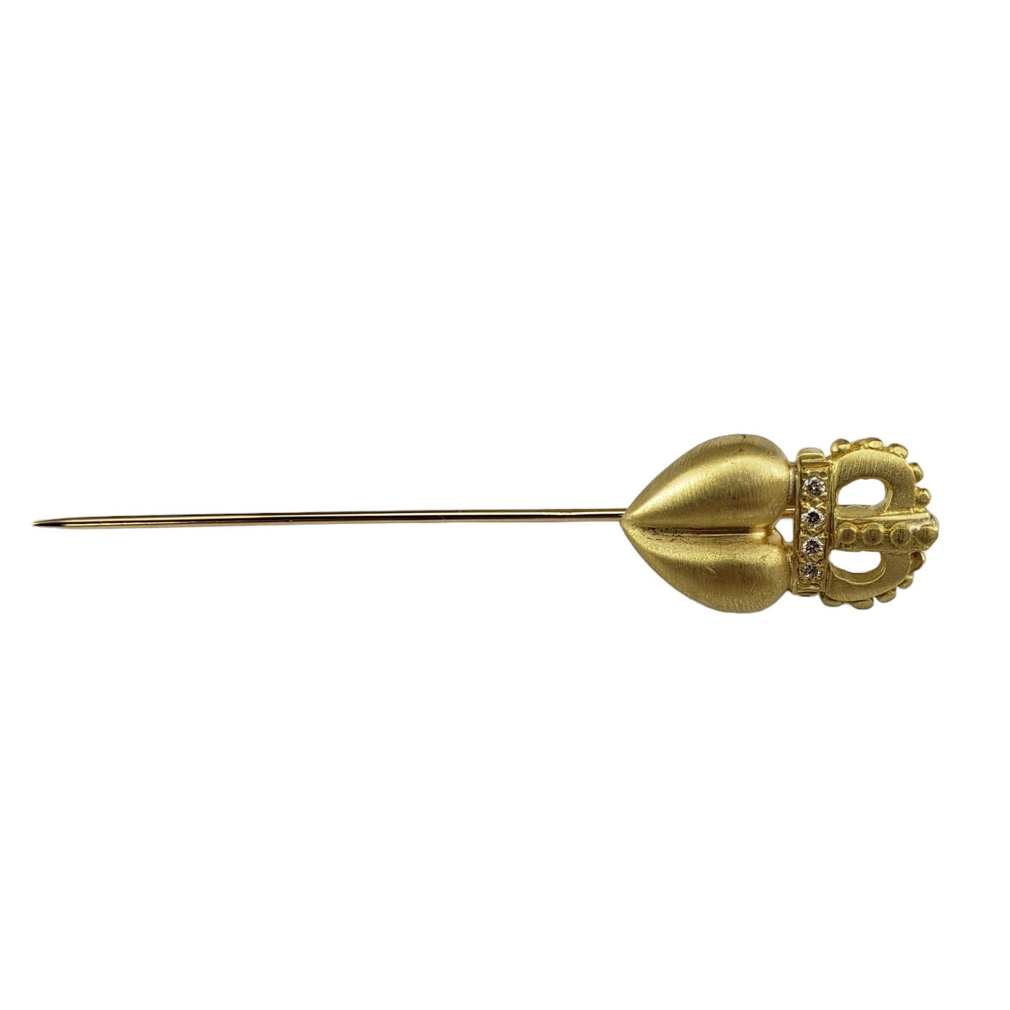 Brilliant Cut Penny Preville 18K Yellow Gold and Diamond Claddagh Stick Pin #17106